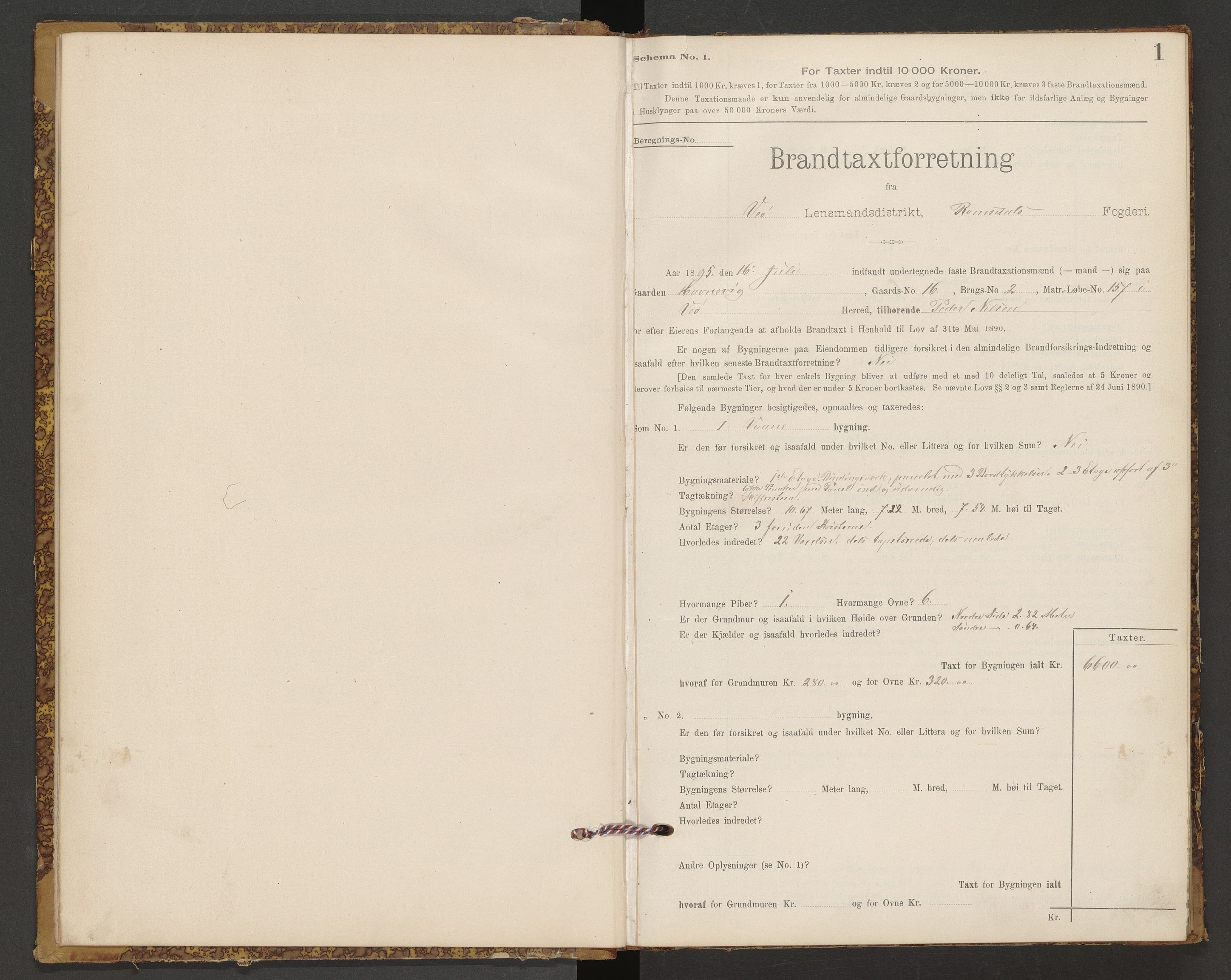 Norges Brannkasse Veøy, AV/SAT-A-5500/Fb/L0001: Branntakstprotokoll, 1895-1908, p. 1