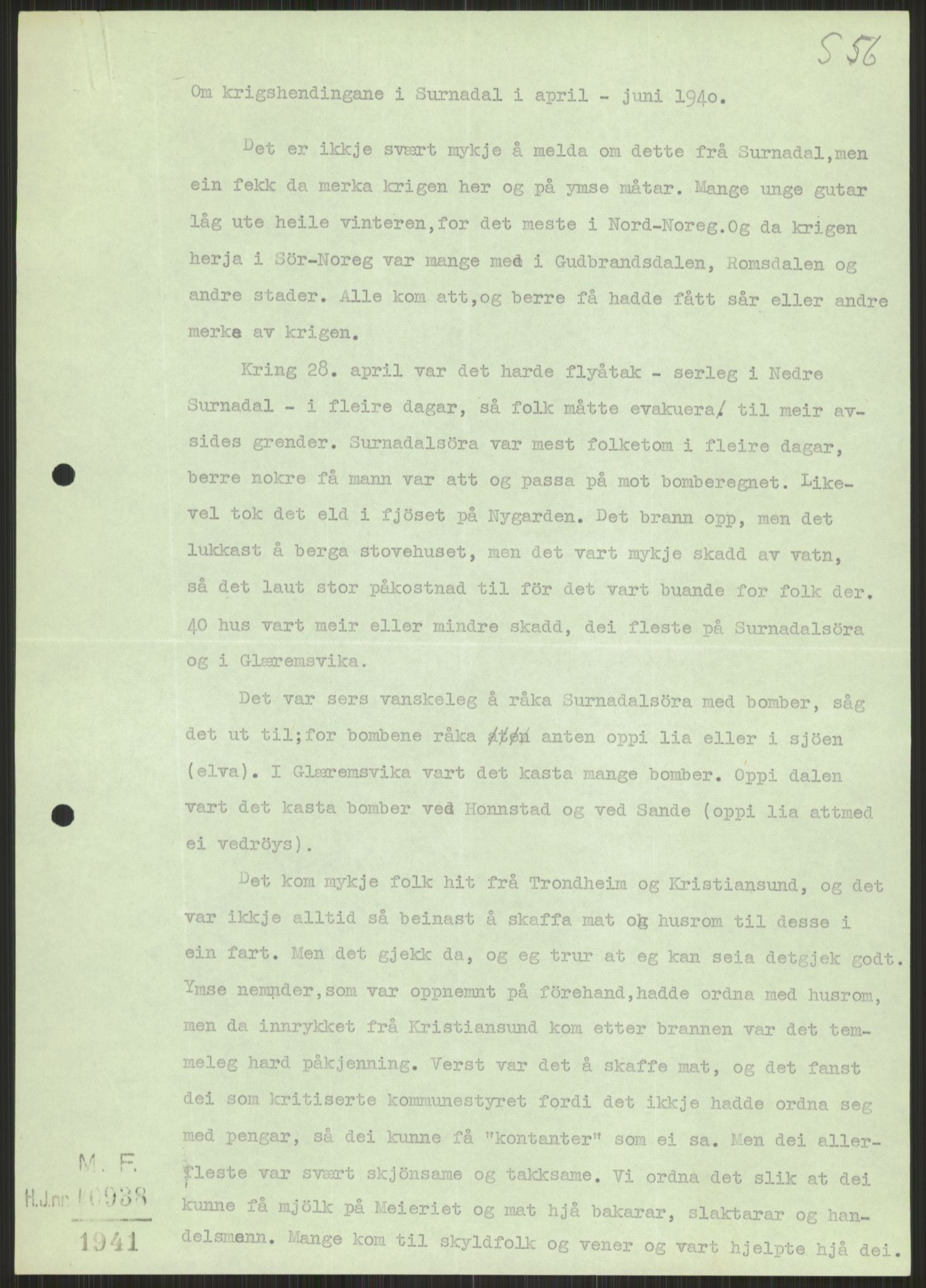 Forsvaret, Forsvarets krigshistoriske avdeling, AV/RA-RAFA-2017/Y/Ya/L0015: II-C-11-31 - Fylkesmenn.  Rapporter om krigsbegivenhetene 1940., 1940, p. 782