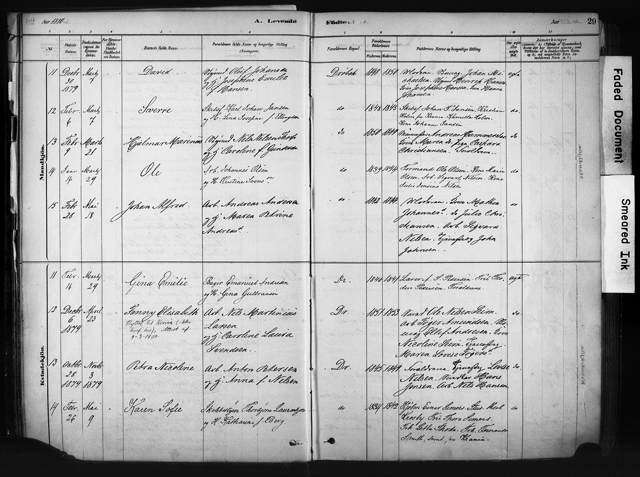 Drøbak prestekontor Kirkebøker, AV/SAO-A-10142a/F/Fb/L0001: Parish register (official) no. II 1, 1878-1891, p. 29