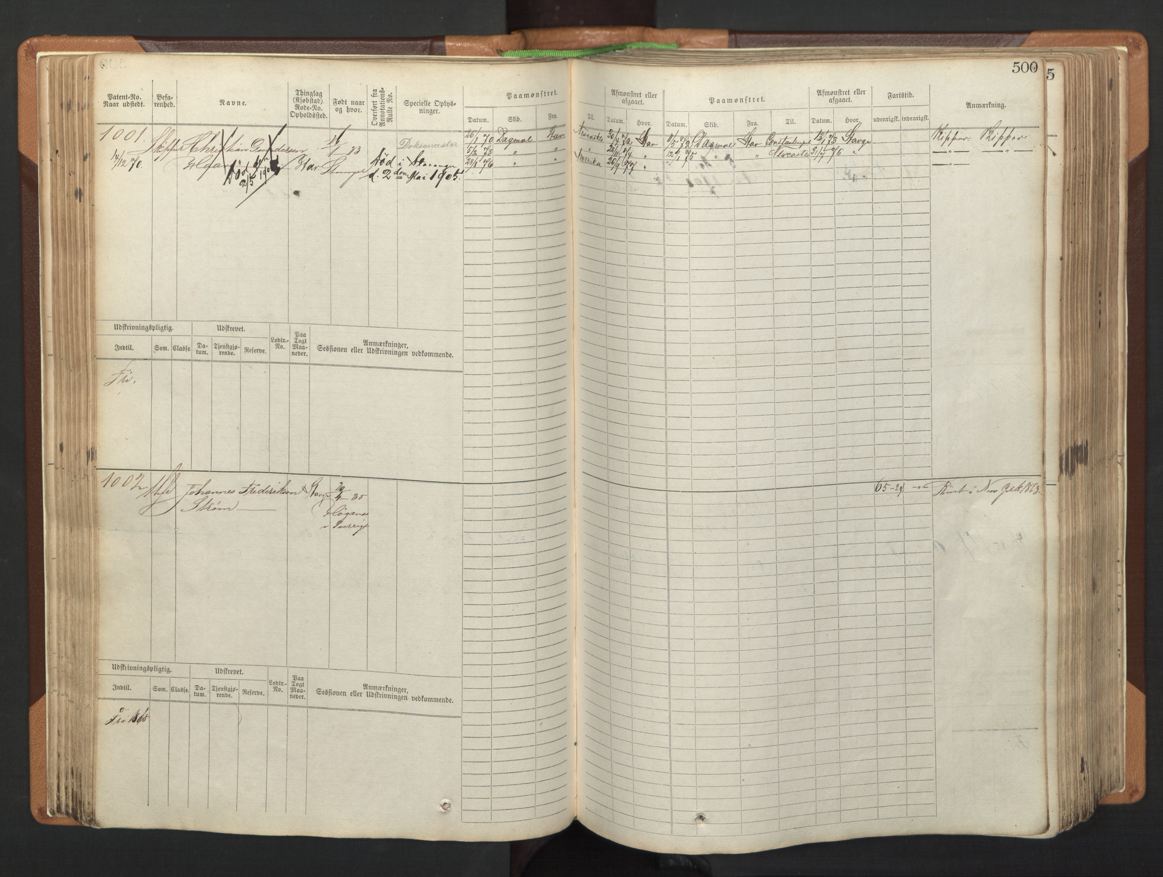 Stavanger sjømannskontor, SAST/A-102006/F/Fb/Fbb/L0005: Sjøfartshovedrulle, patentnr. 793-1606 (del 2), 1869-1880, p. 110