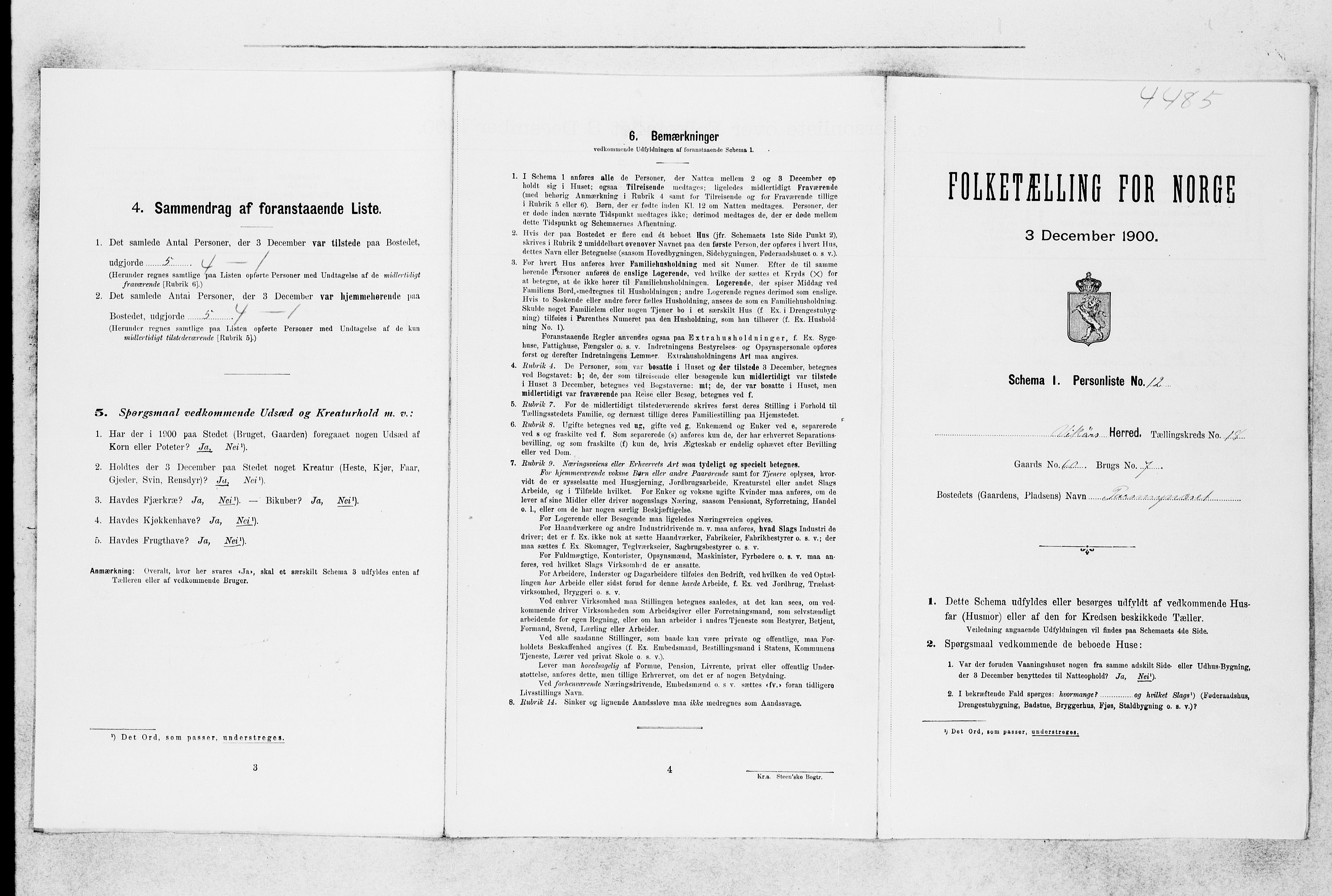 SAB, 1900 census for Kvam, 1900, p. 908