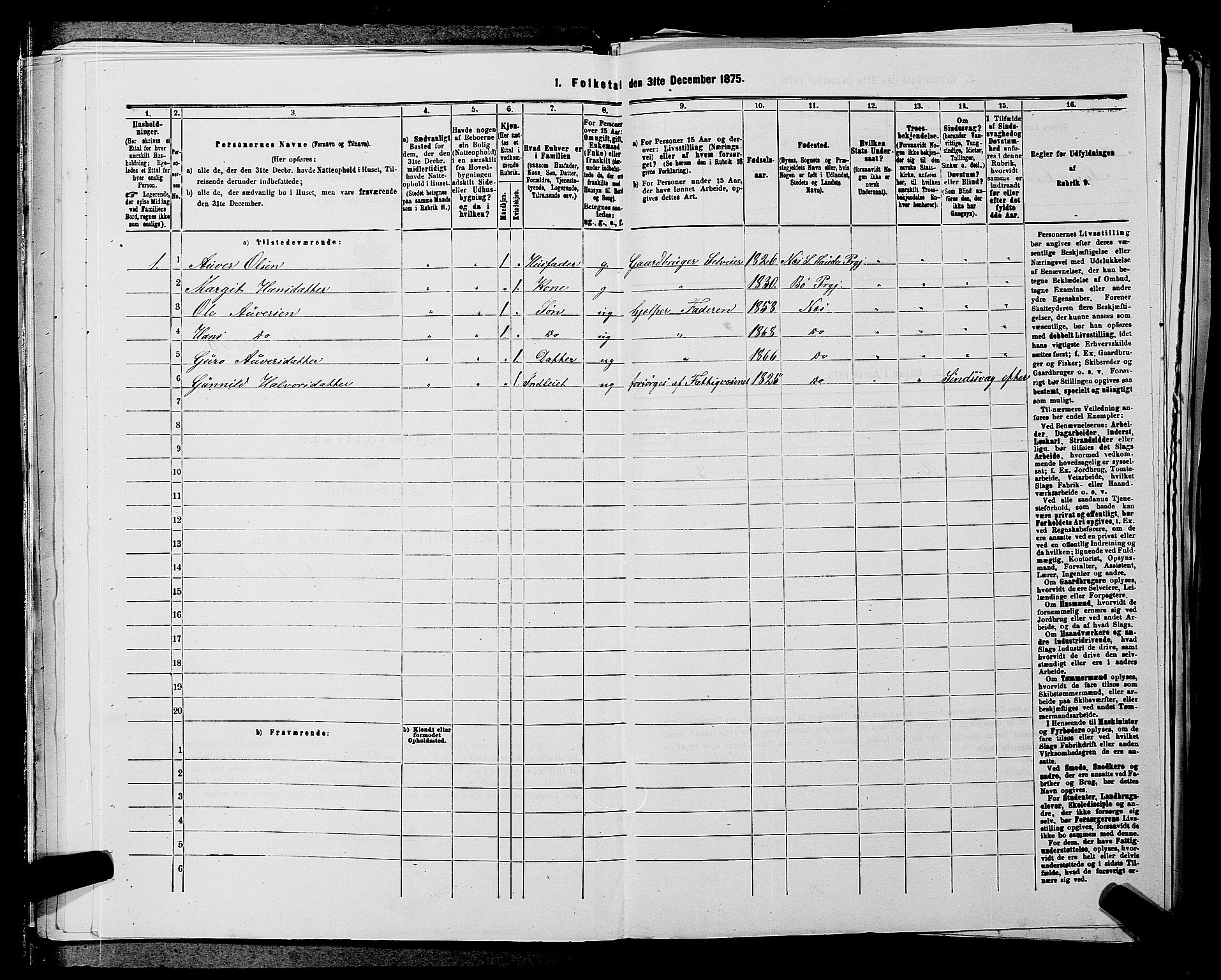 SAKO, 1875 census for 0822P Sauherad, 1875, p. 1345