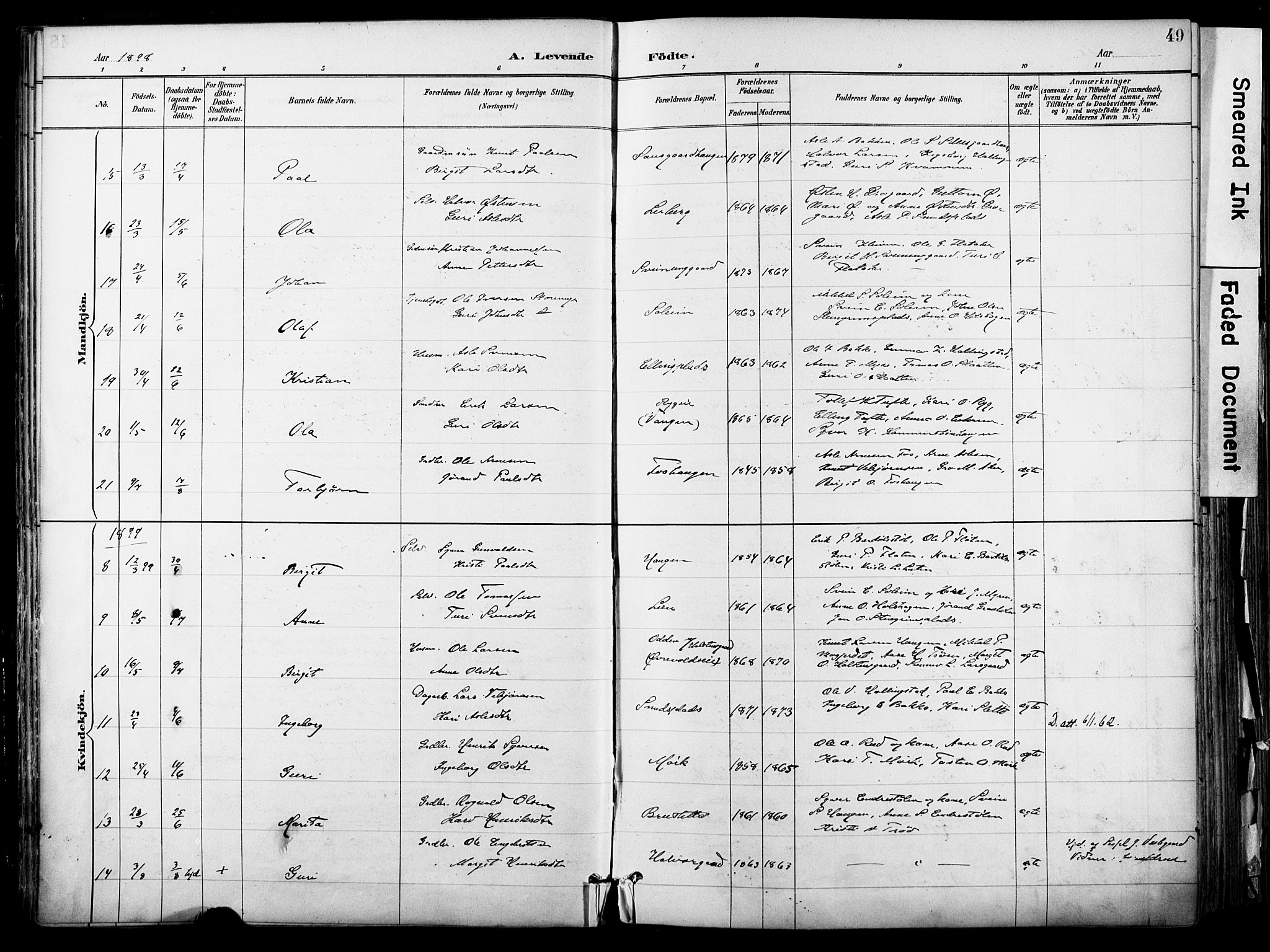 Hol kirkebøker, AV/SAKO-A-227/F/Fa/L0003: Parish register (official) no. I 3, 1887-1918, p. 49