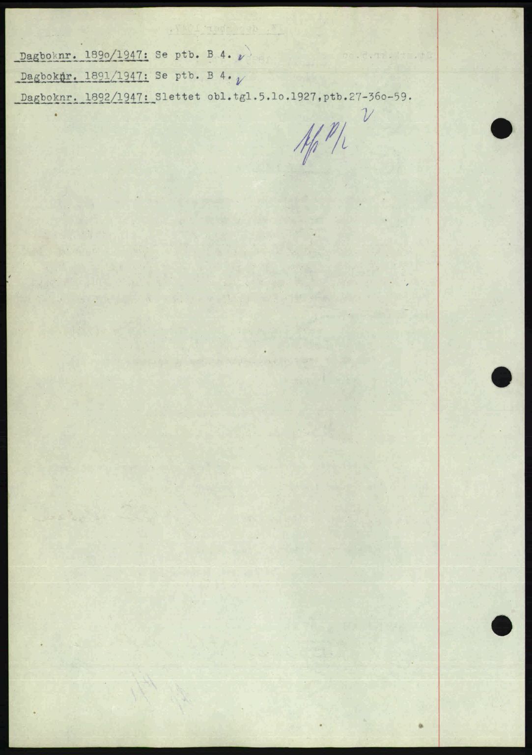 Nedenes sorenskriveri, SAK/1221-0006/G/Gb/Gba/L0058: Mortgage book no. A10, 1947-1948, Diary no: : 1890/1947