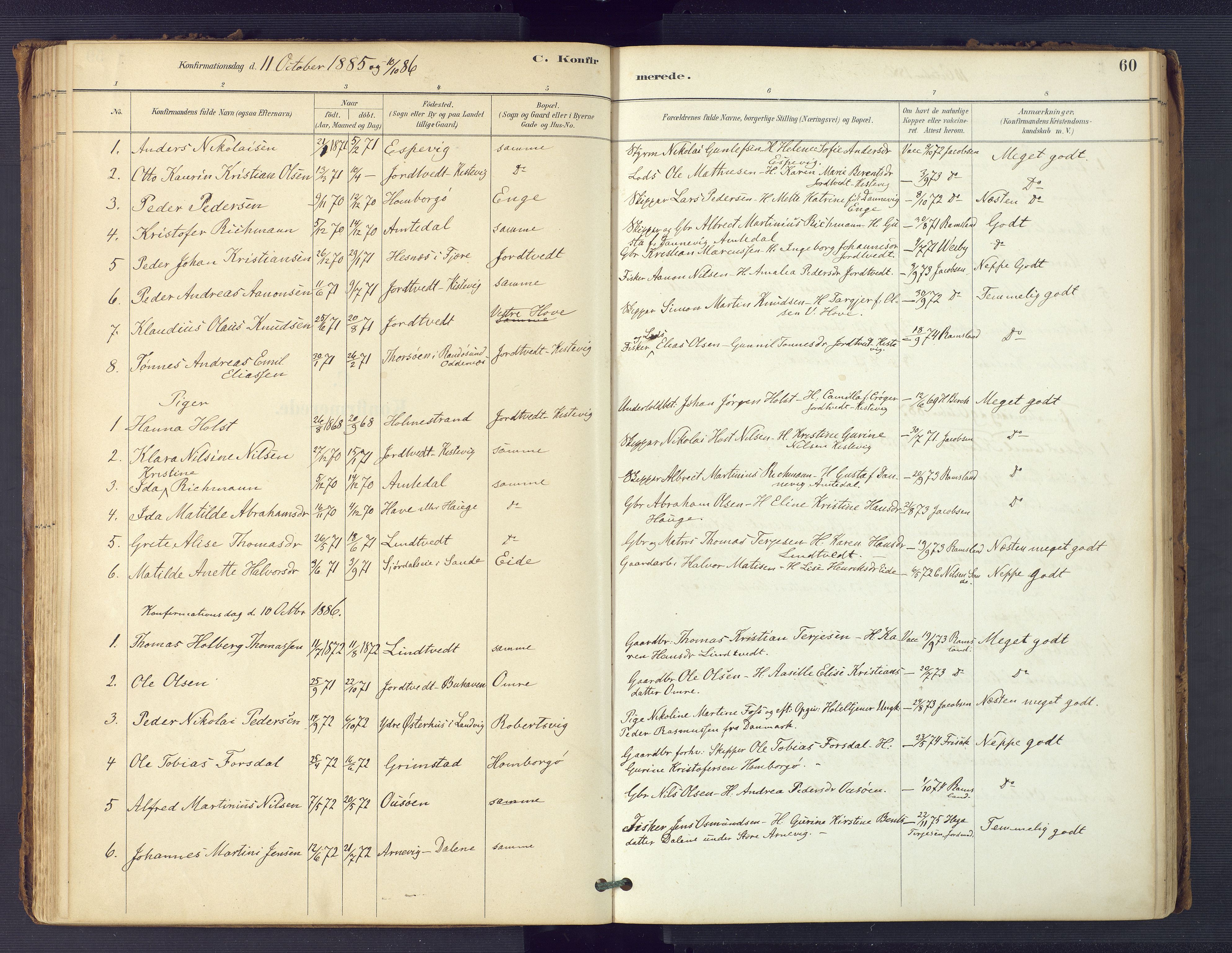 Hommedal sokneprestkontor, SAK/1111-0023/F/Fa/Faa/L0003: Parish register (official) no. A 3, 1885-1916, p. 60
