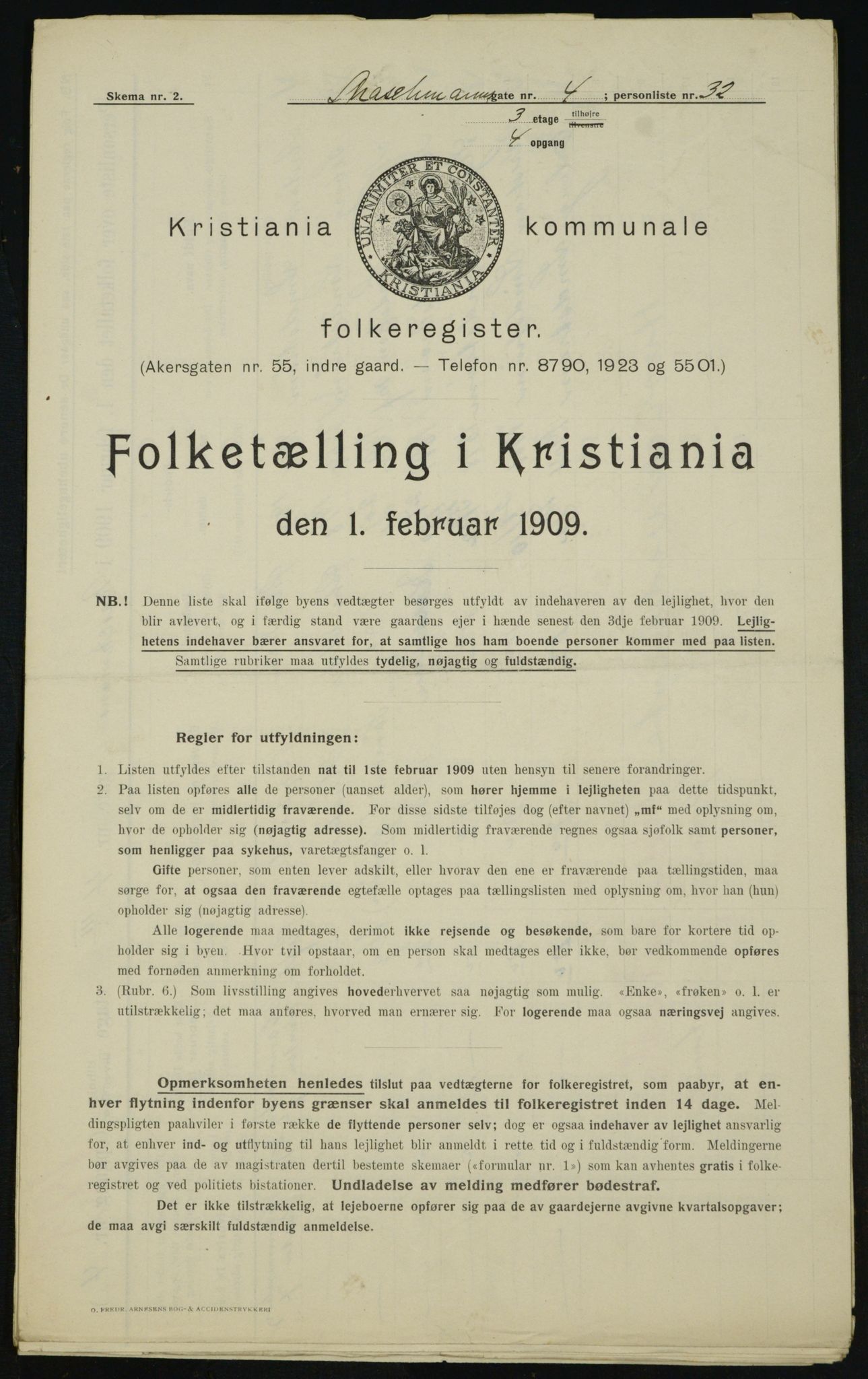 OBA, Municipal Census 1909 for Kristiania, 1909, p. 58780