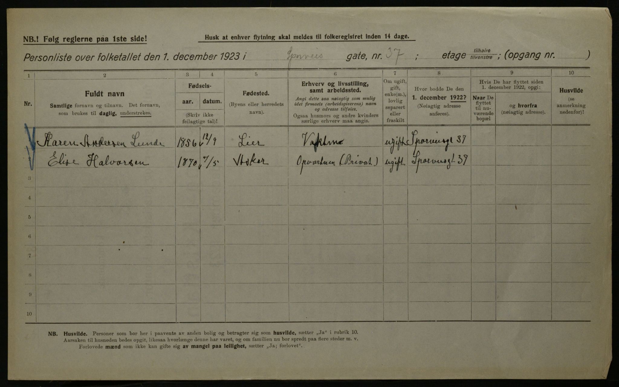 OBA, Municipal Census 1923 for Kristiania, 1923, p. 111143