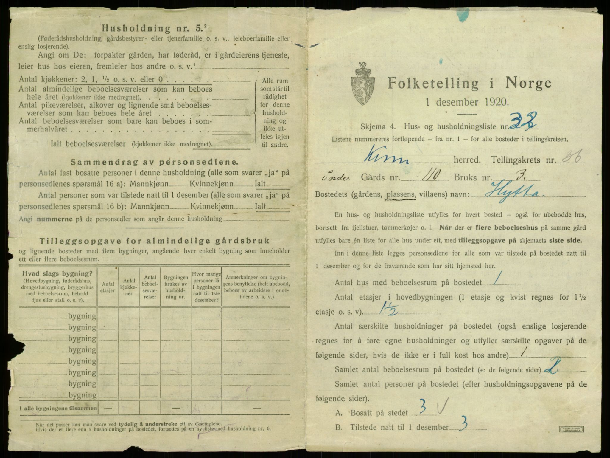 SAB, 1920 census for Kinn, 1920, p. 1797