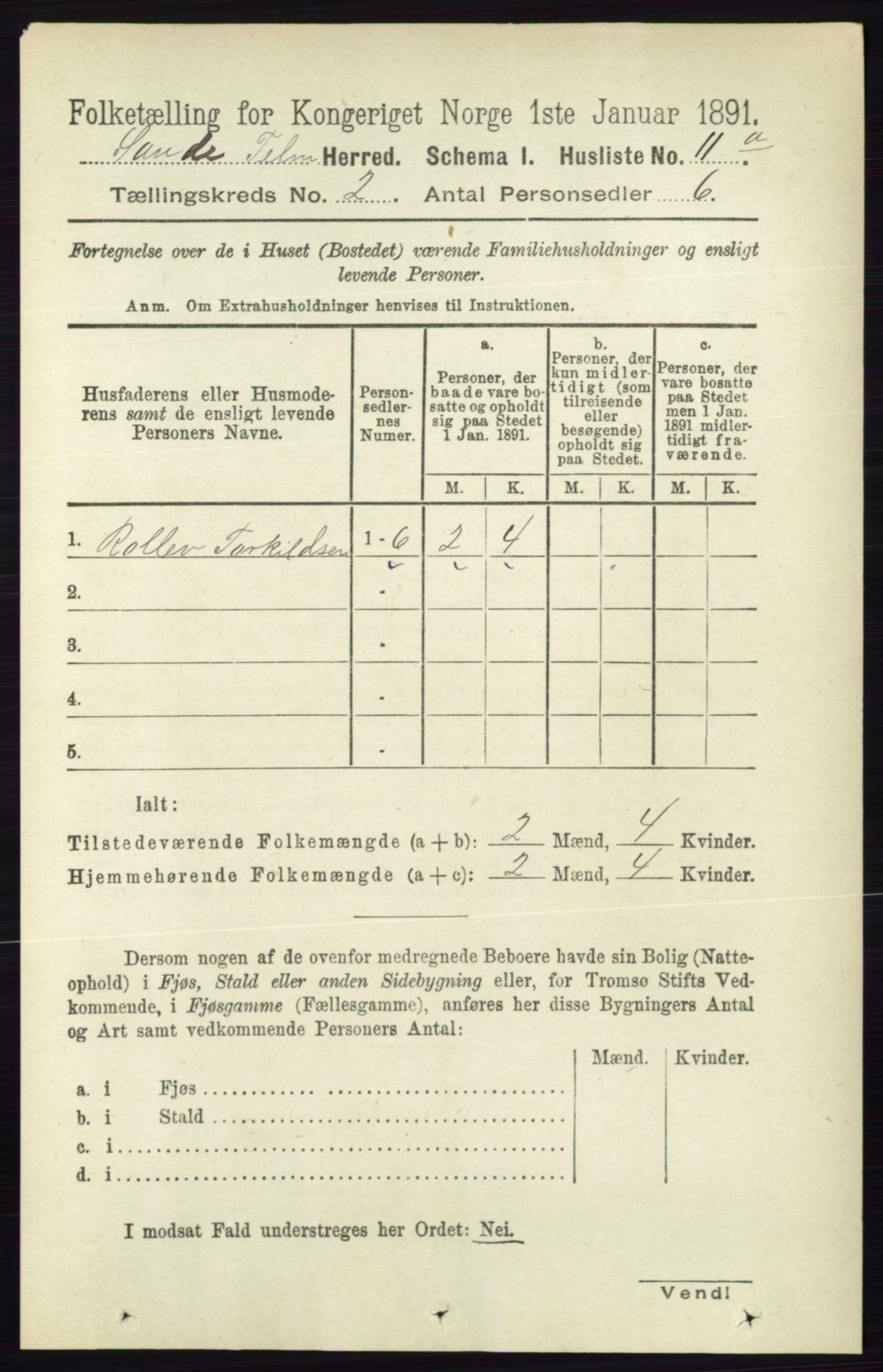 RA, 1891 census for 0822 Sauherad, 1891, p. 400