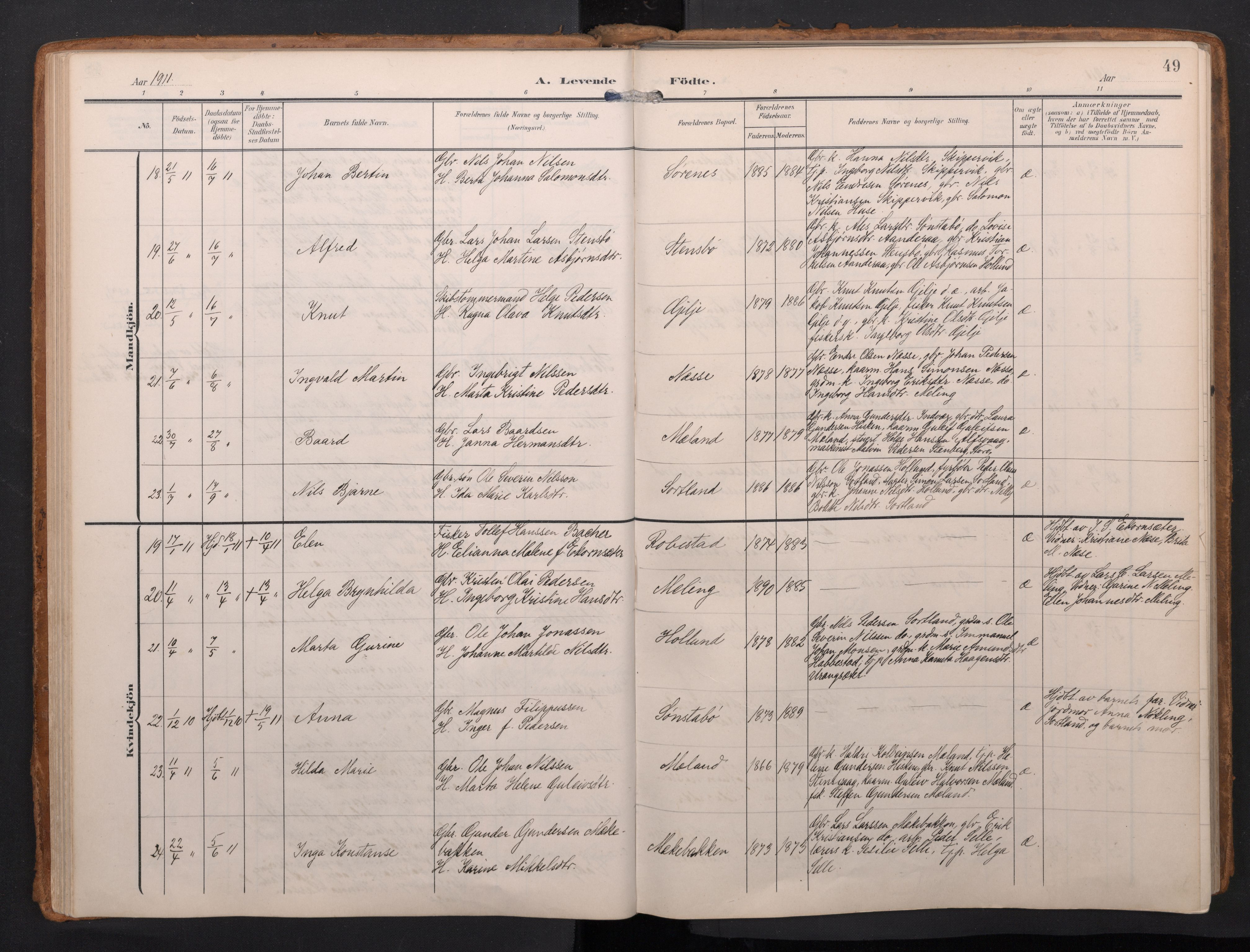 Finnås sokneprestembete, AV/SAB-A-99925/H/Ha/Haa/Haac/L0003: Parish register (official) no. C 3, 1905-1917, p. 49