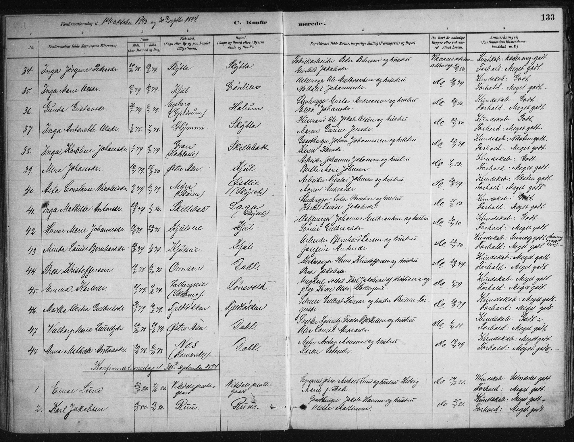 Nittedal prestekontor Kirkebøker, SAO/A-10365a/F/Fa/L0007: Parish register (official) no. I 7, 1879-1901, p. 133