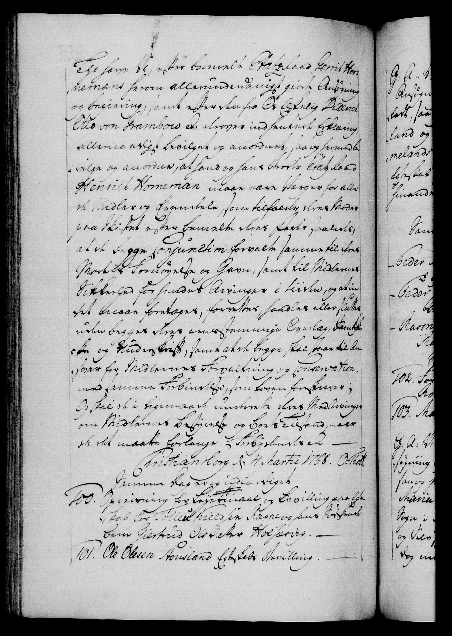 Danske Kanselli 1572-1799, AV/RA-EA-3023/F/Fc/Fca/Fcaa/L0043: Norske registre, 1766-1768, p. 555b