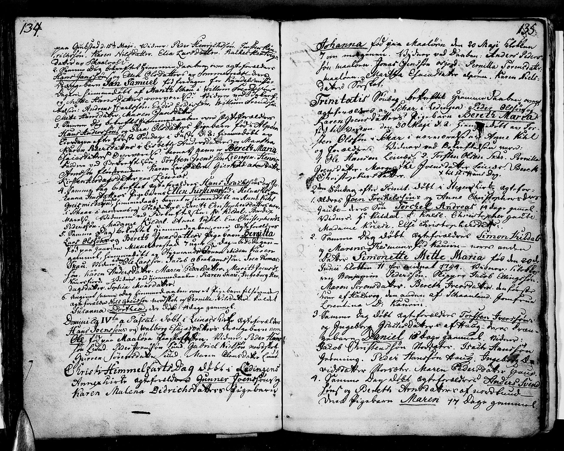 Ministerialprotokoller, klokkerbøker og fødselsregistre - Nordland, SAT/A-1459/855/L0796: Parish register (official) no. 855A04, 1776-1813, p. 134-135