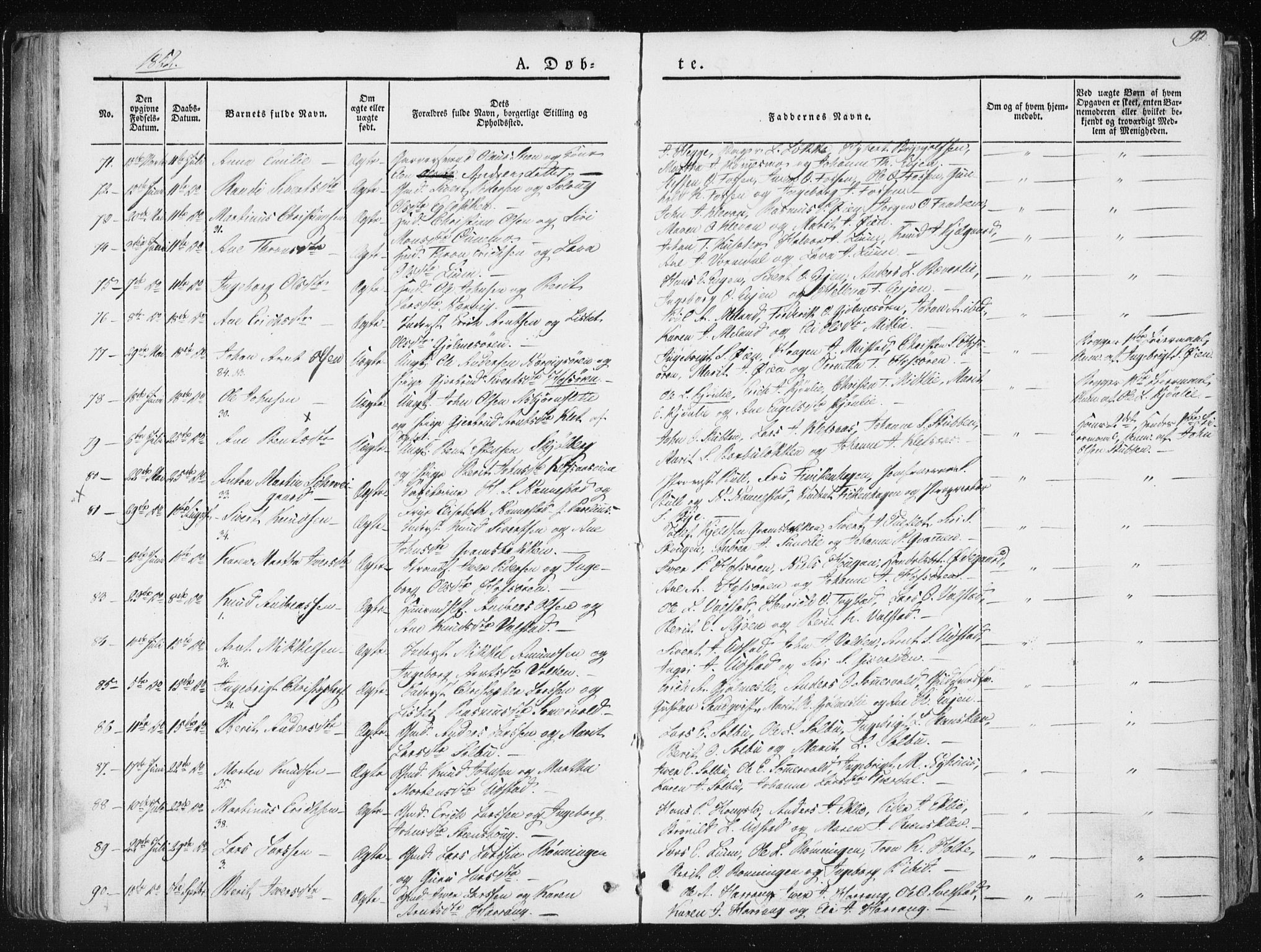 Ministerialprotokoller, klokkerbøker og fødselsregistre - Sør-Trøndelag, SAT/A-1456/668/L0805: Parish register (official) no. 668A05, 1840-1853, p. 92
