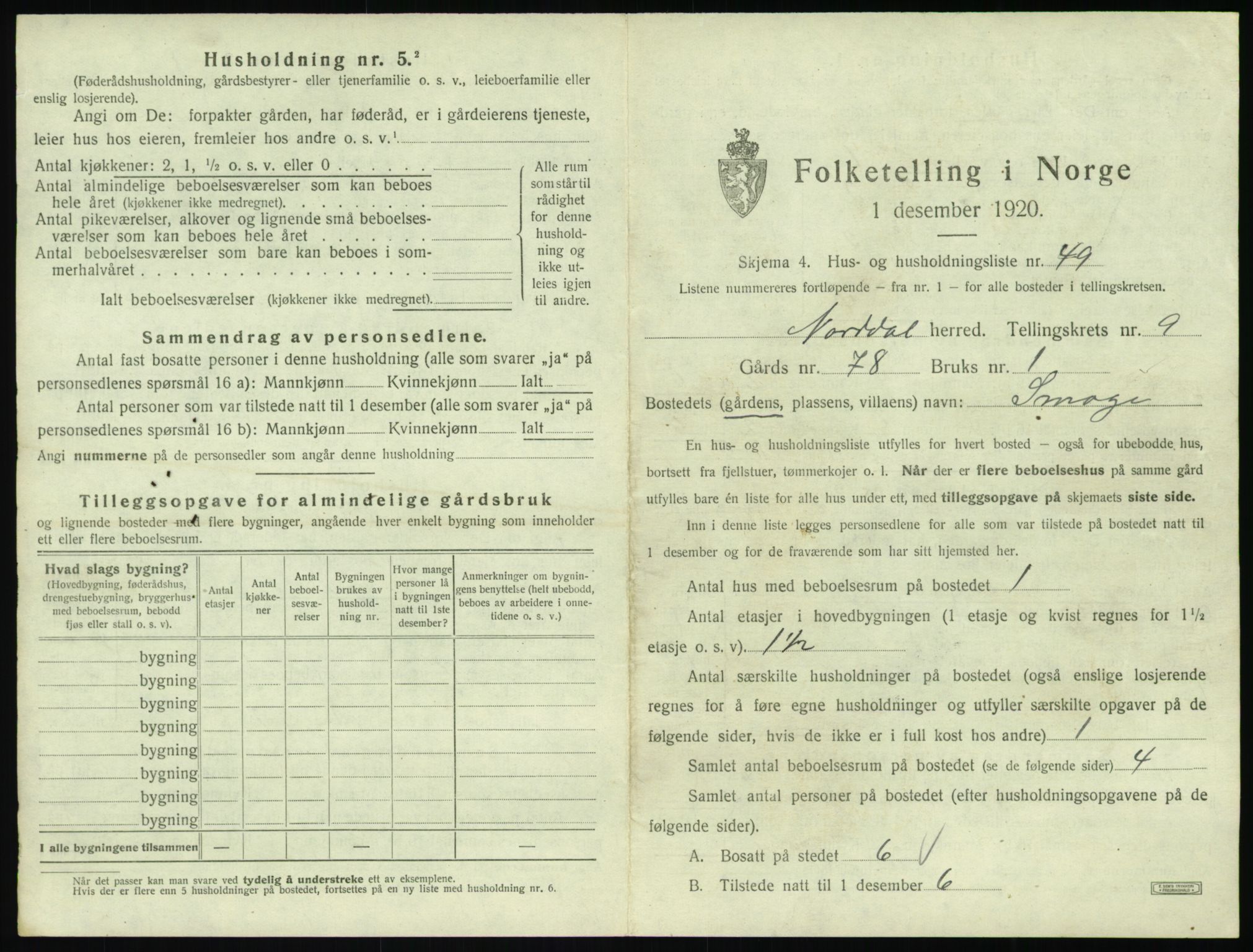 SAT, 1920 census for Norddal, 1920, p. 807