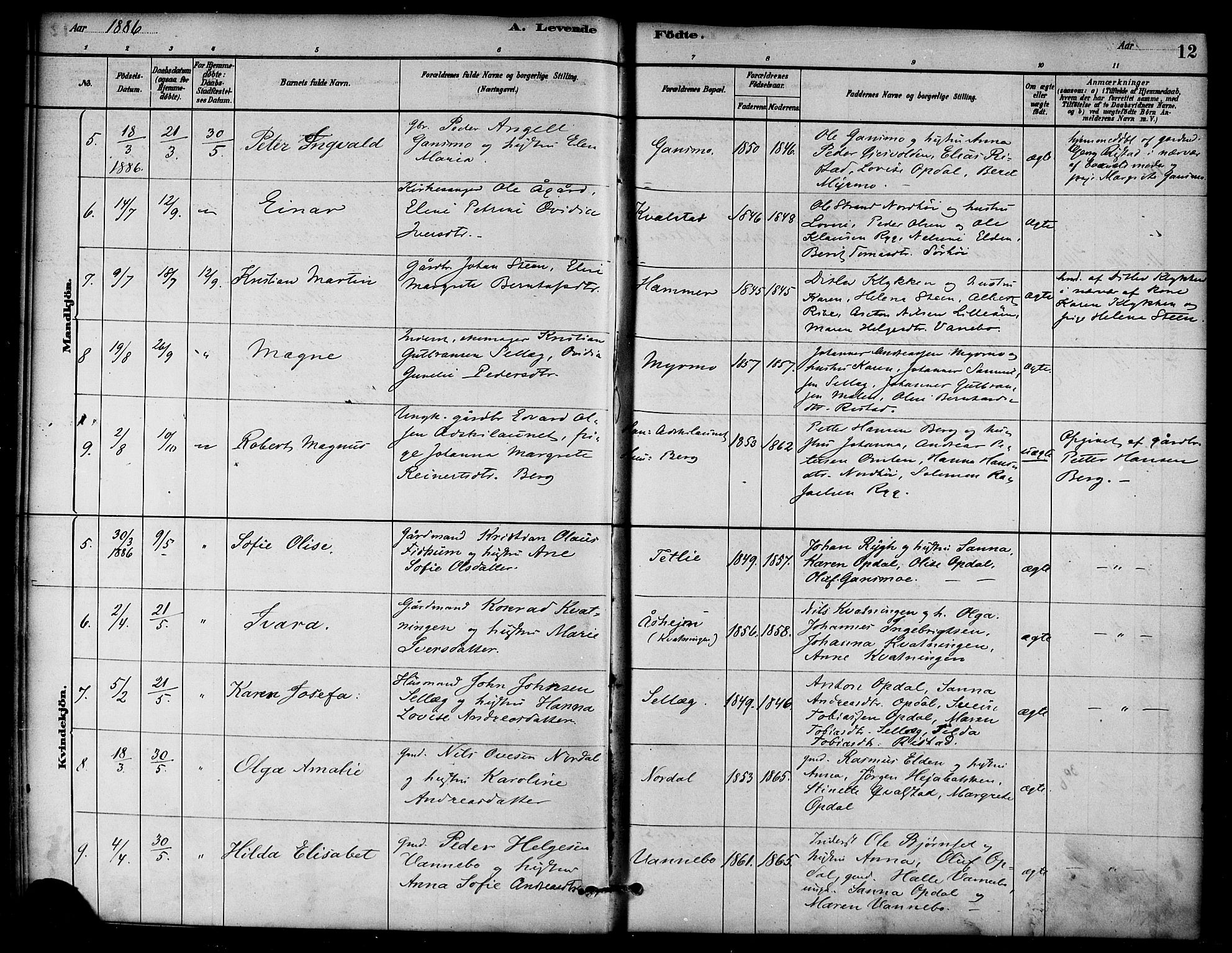 Ministerialprotokoller, klokkerbøker og fødselsregistre - Nord-Trøndelag, SAT/A-1458/766/L0563: Parish register (official) no. 767A01, 1881-1899, p. 12
