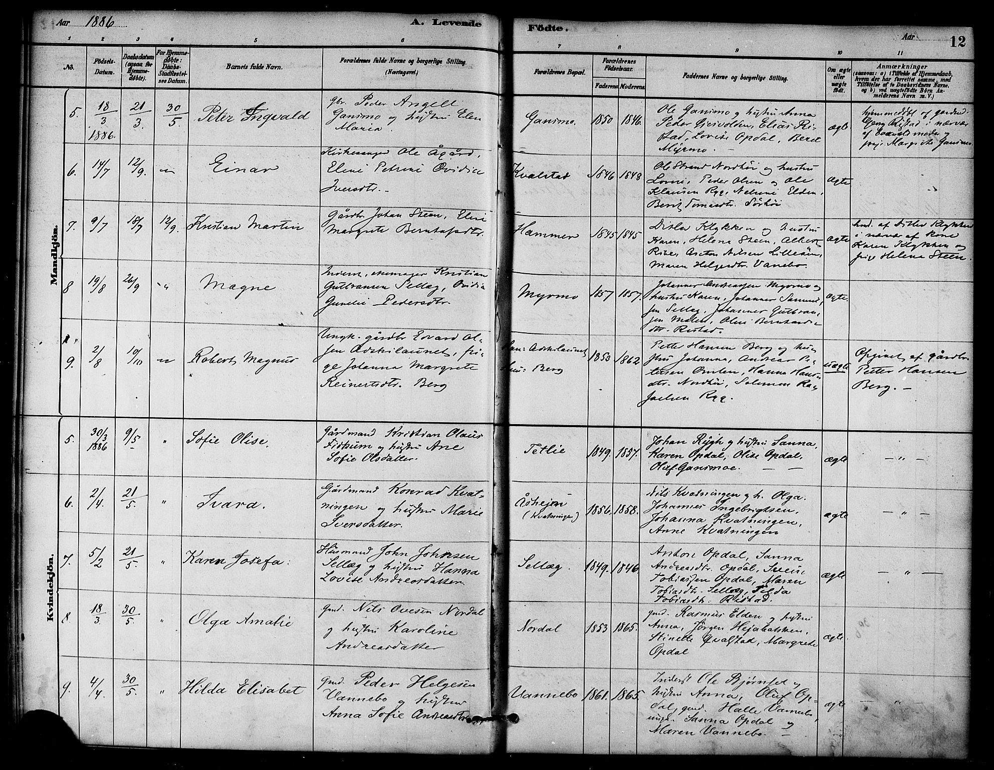 Ministerialprotokoller, klokkerbøker og fødselsregistre - Nord-Trøndelag, AV/SAT-A-1458/766/L0563: Parish register (official) no. 767A01, 1881-1899, p. 12