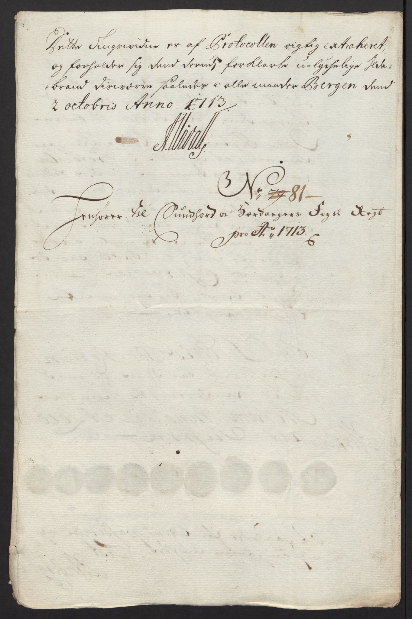 Rentekammeret inntil 1814, Reviderte regnskaper, Fogderegnskap, AV/RA-EA-4092/R48/L2989: Fogderegnskap Sunnhordland og Hardanger, 1713, p. 416