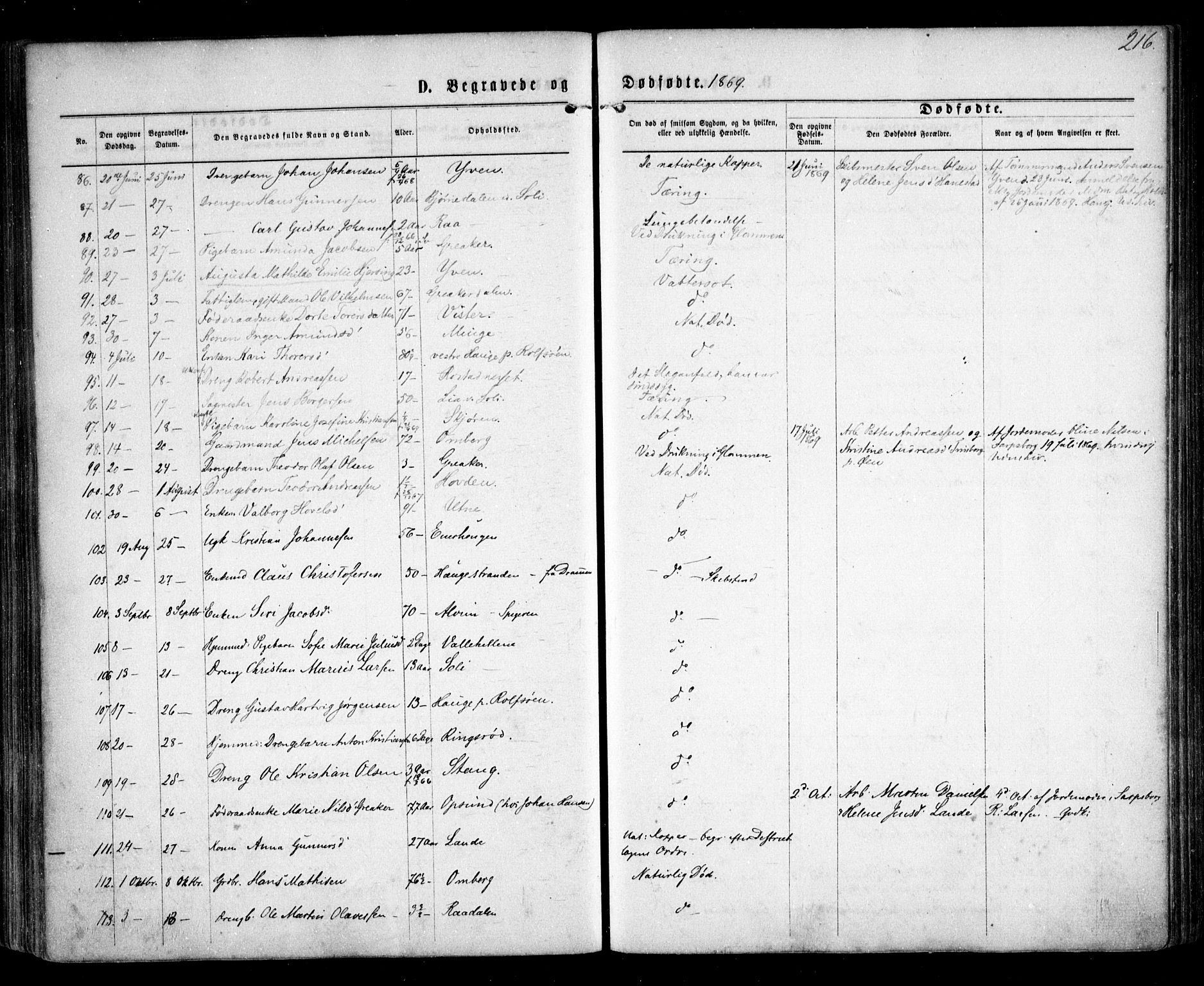 Tune prestekontor Kirkebøker, SAO/A-2007/F/Fa/L0015: Parish register (official) no. 15, 1869-1873, p. 216