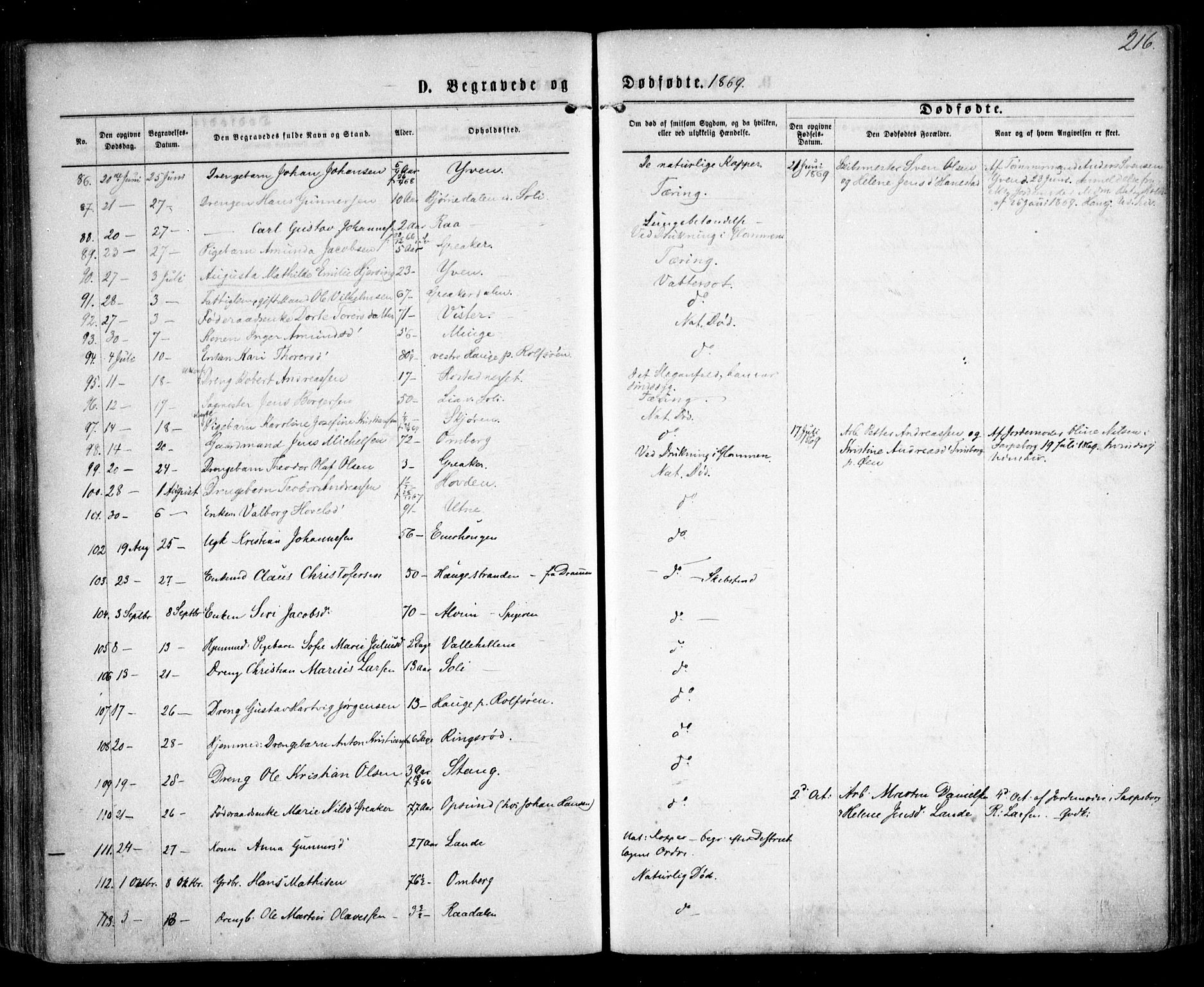Tune prestekontor Kirkebøker, AV/SAO-A-2007/F/Fa/L0015: Parish register (official) no. 15, 1869-1873, p. 216