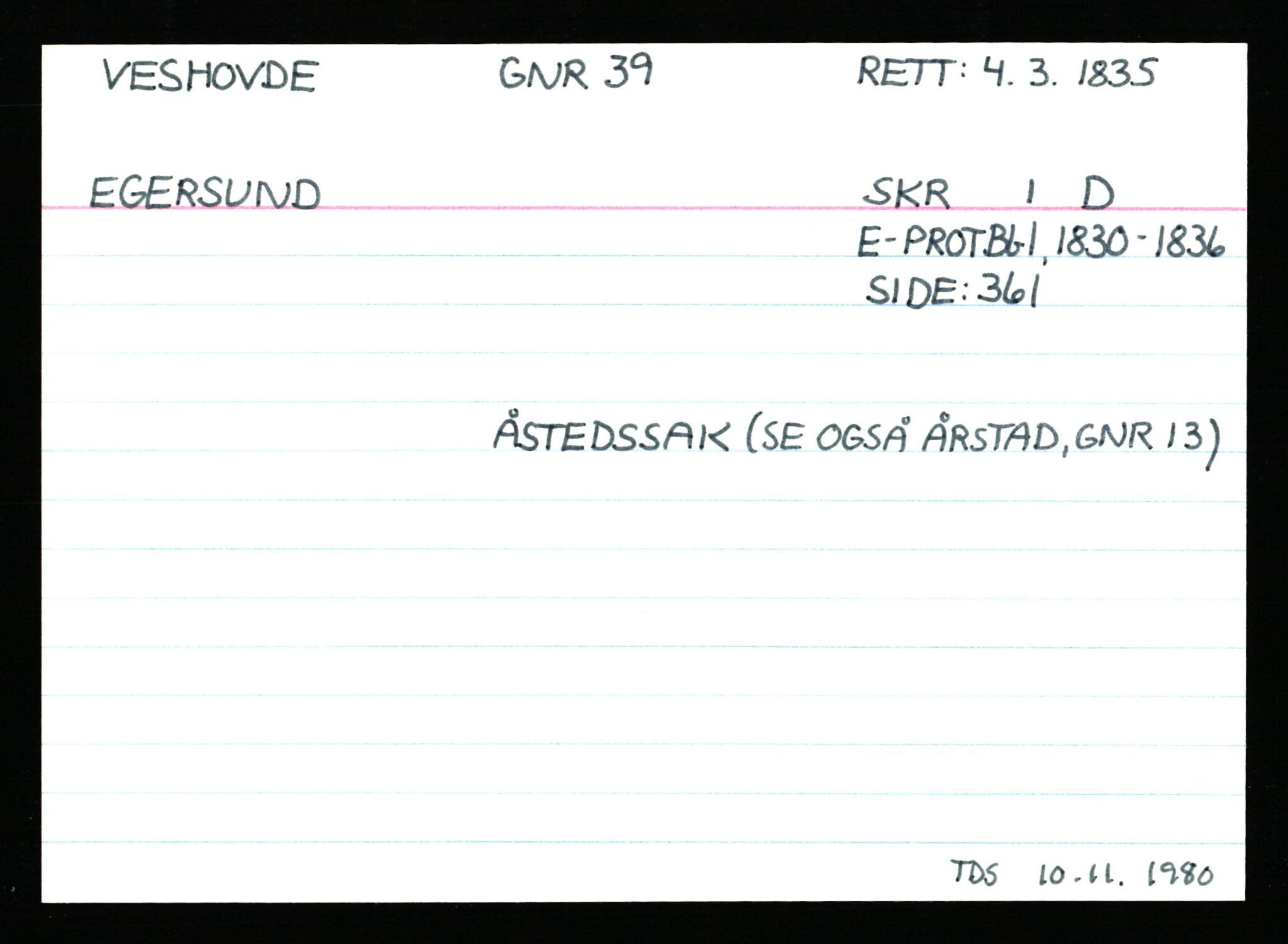 Statsarkivet i Stavanger, AV/SAST-A-101971/03/Y/Ym/L0066: Åstedskort sortert etter gårdsnavn: Veshovde - Vik, 1600-1950, p. 8