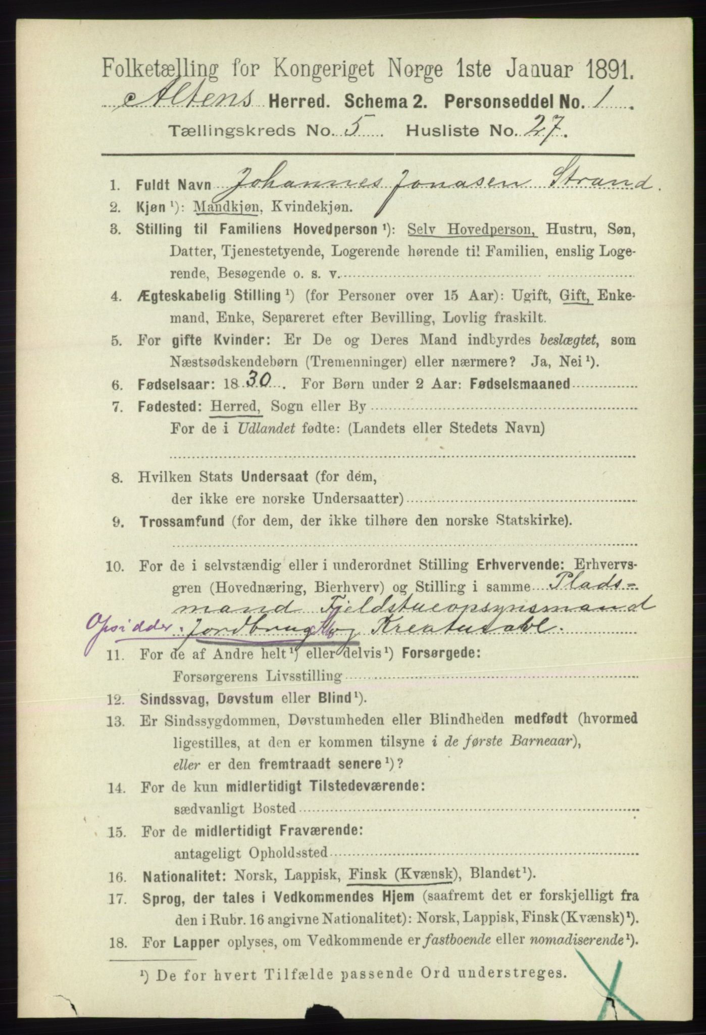 RA, 1891 census for 2012 Alta, 1891, p. 1806