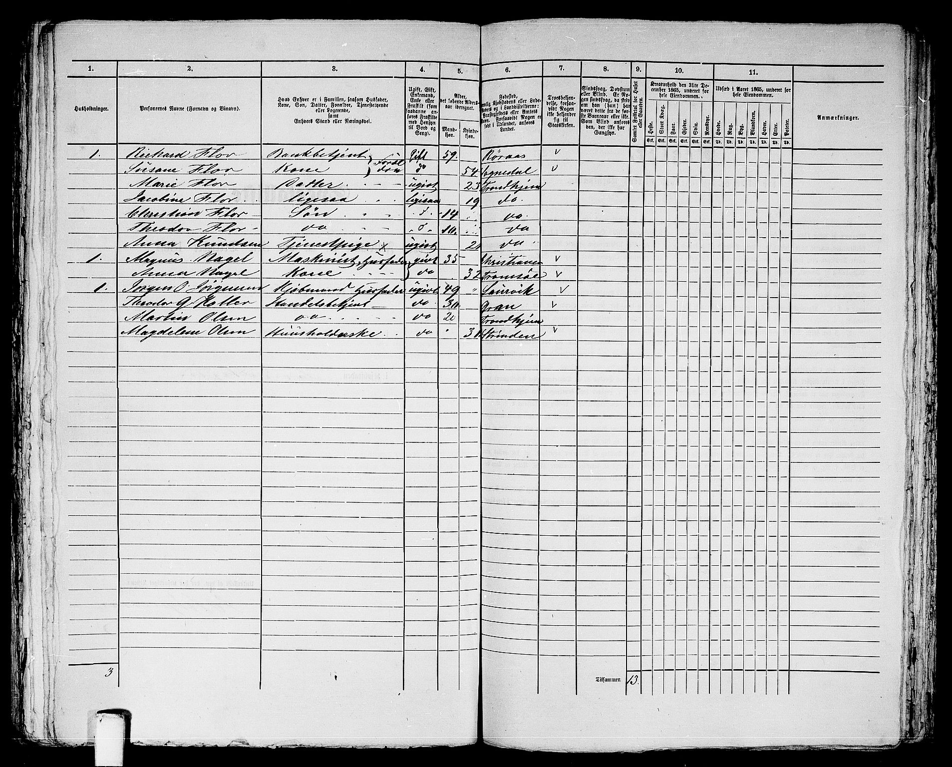 RA, 1865 census for Trondheim, 1865, p. 1452