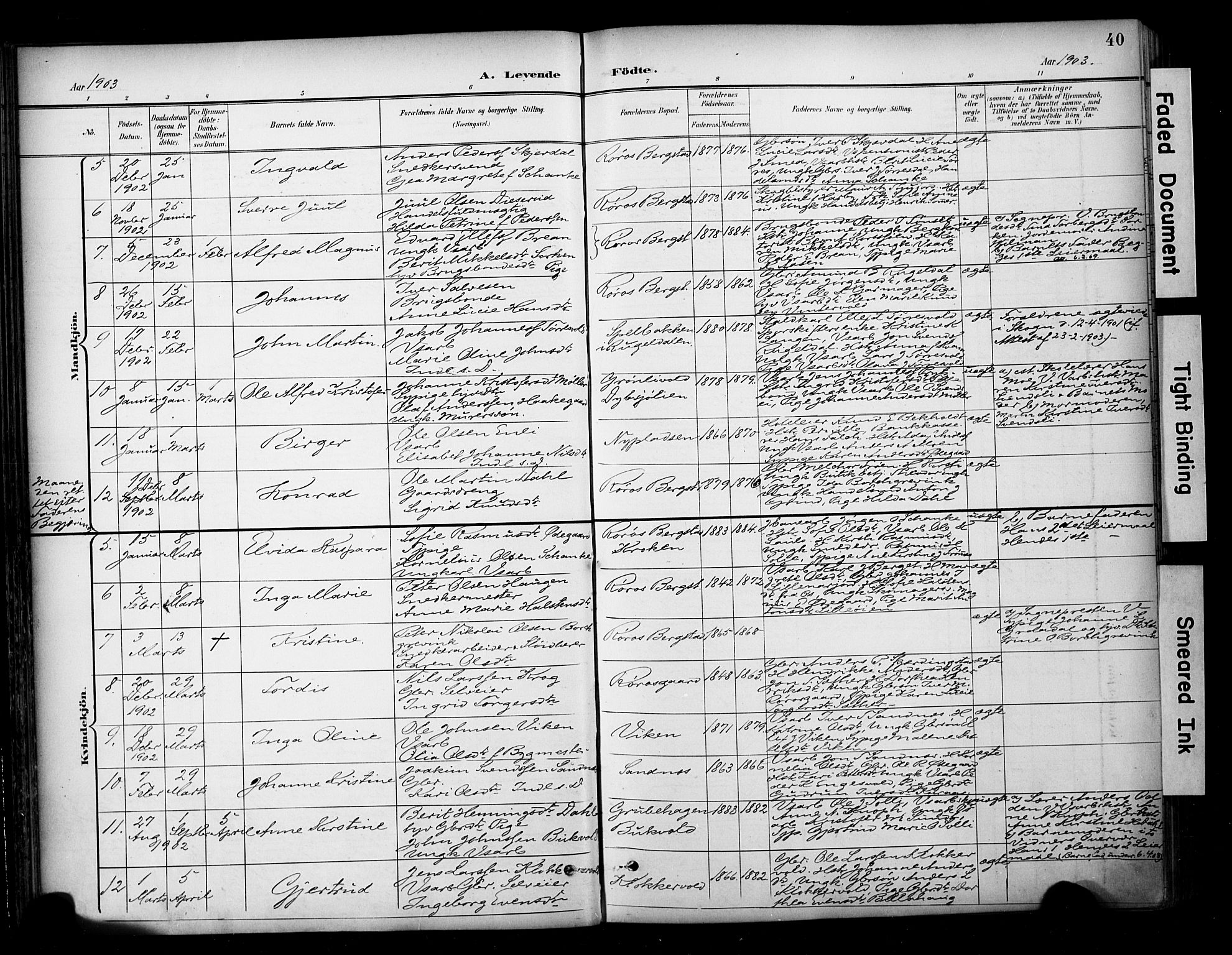 Ministerialprotokoller, klokkerbøker og fødselsregistre - Sør-Trøndelag, SAT/A-1456/681/L0936: Parish register (official) no. 681A14, 1899-1908, p. 40