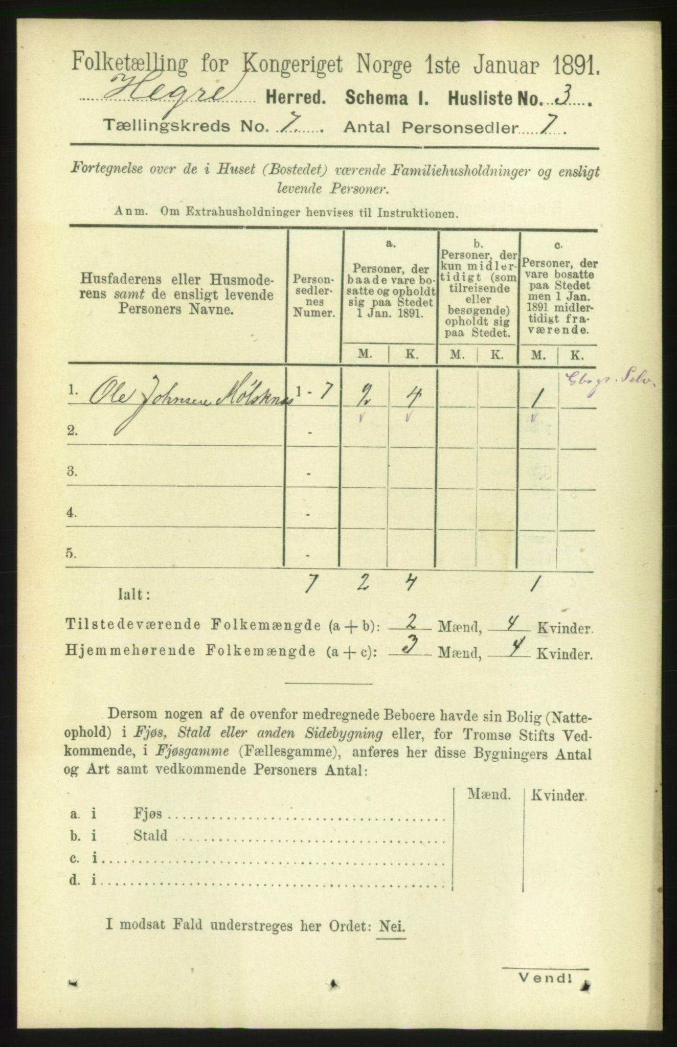 RA, 1891 census for 1712 Hegra, 1891, p. 2749