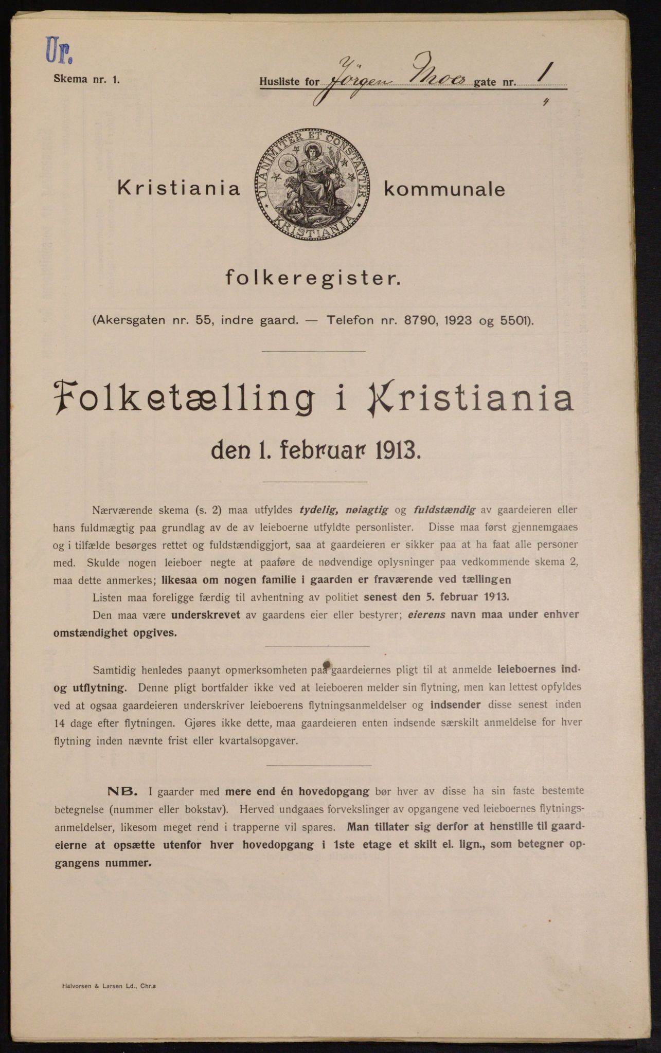 OBA, Municipal Census 1913 for Kristiania, 1913, p. 47456