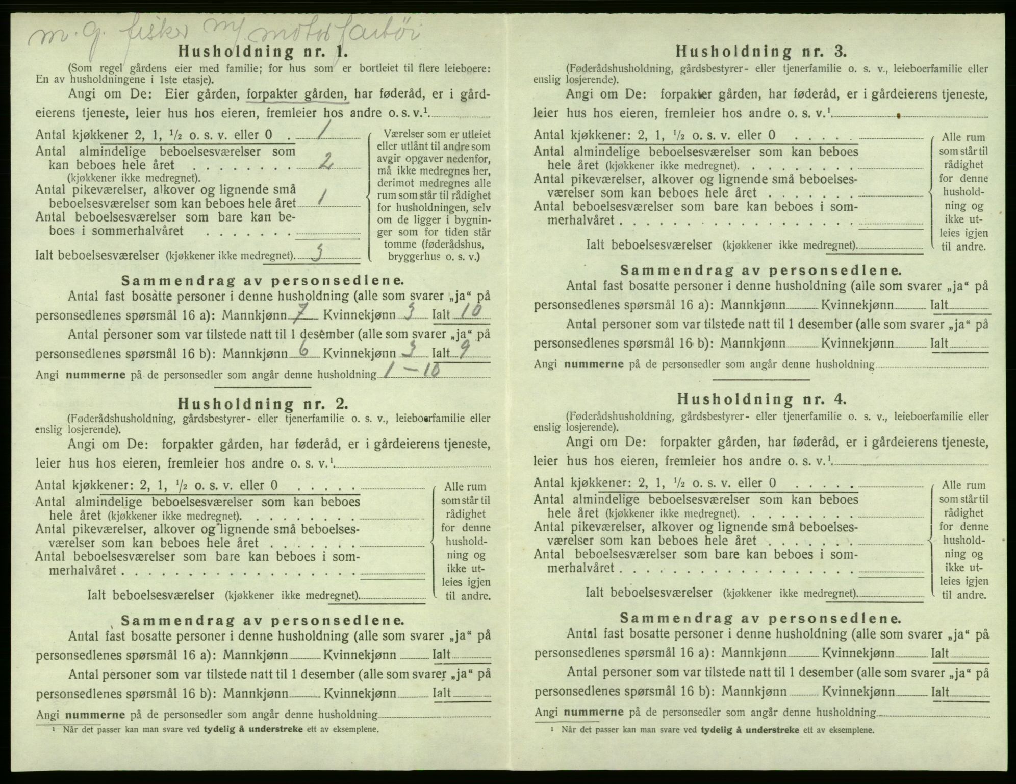 SAB, 1920 census for Sund, 1920, p. 364