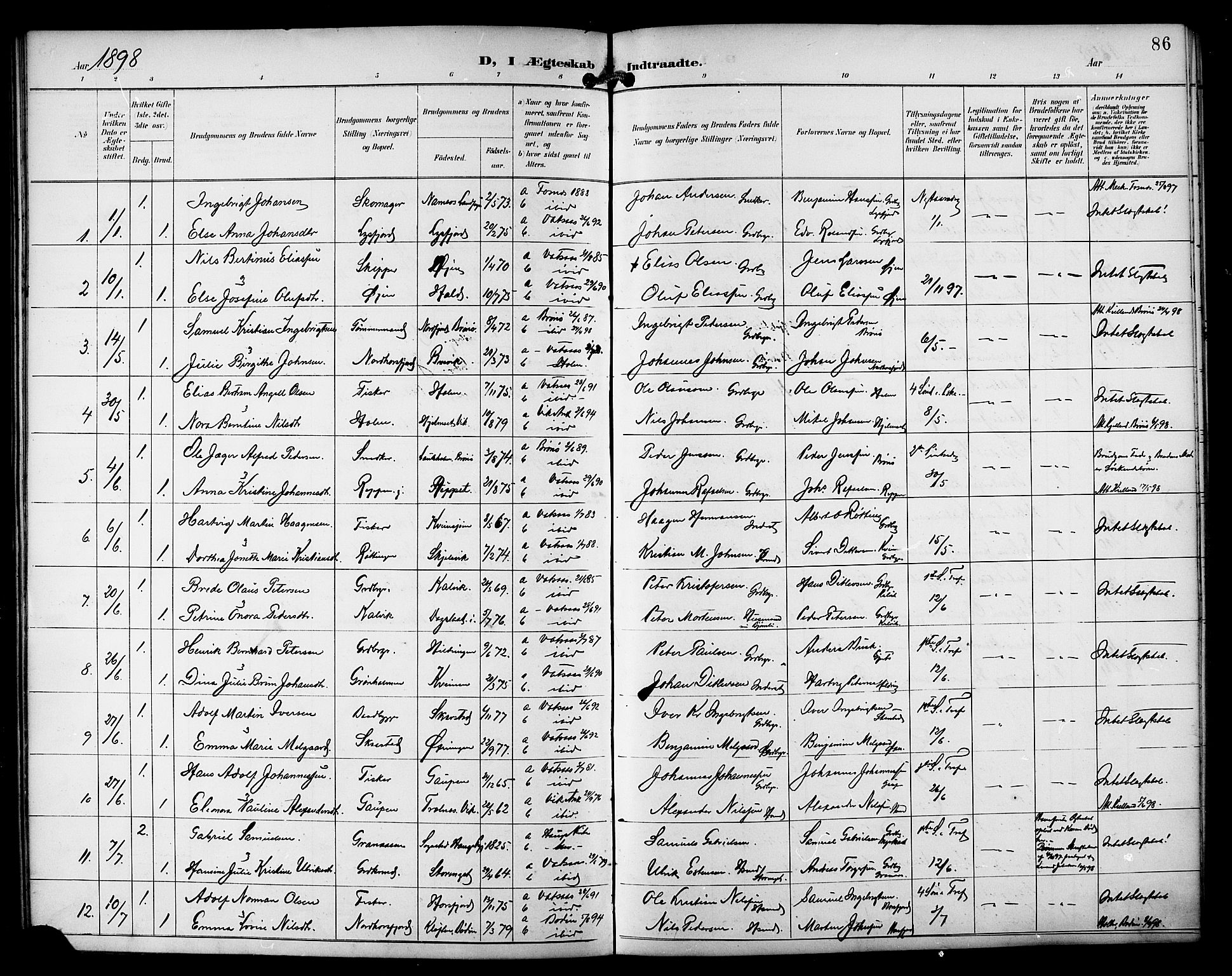 Ministerialprotokoller, klokkerbøker og fødselsregistre - Nordland, AV/SAT-A-1459/810/L0152: Parish register (official) no. 810A11, 1895-1899, p. 86