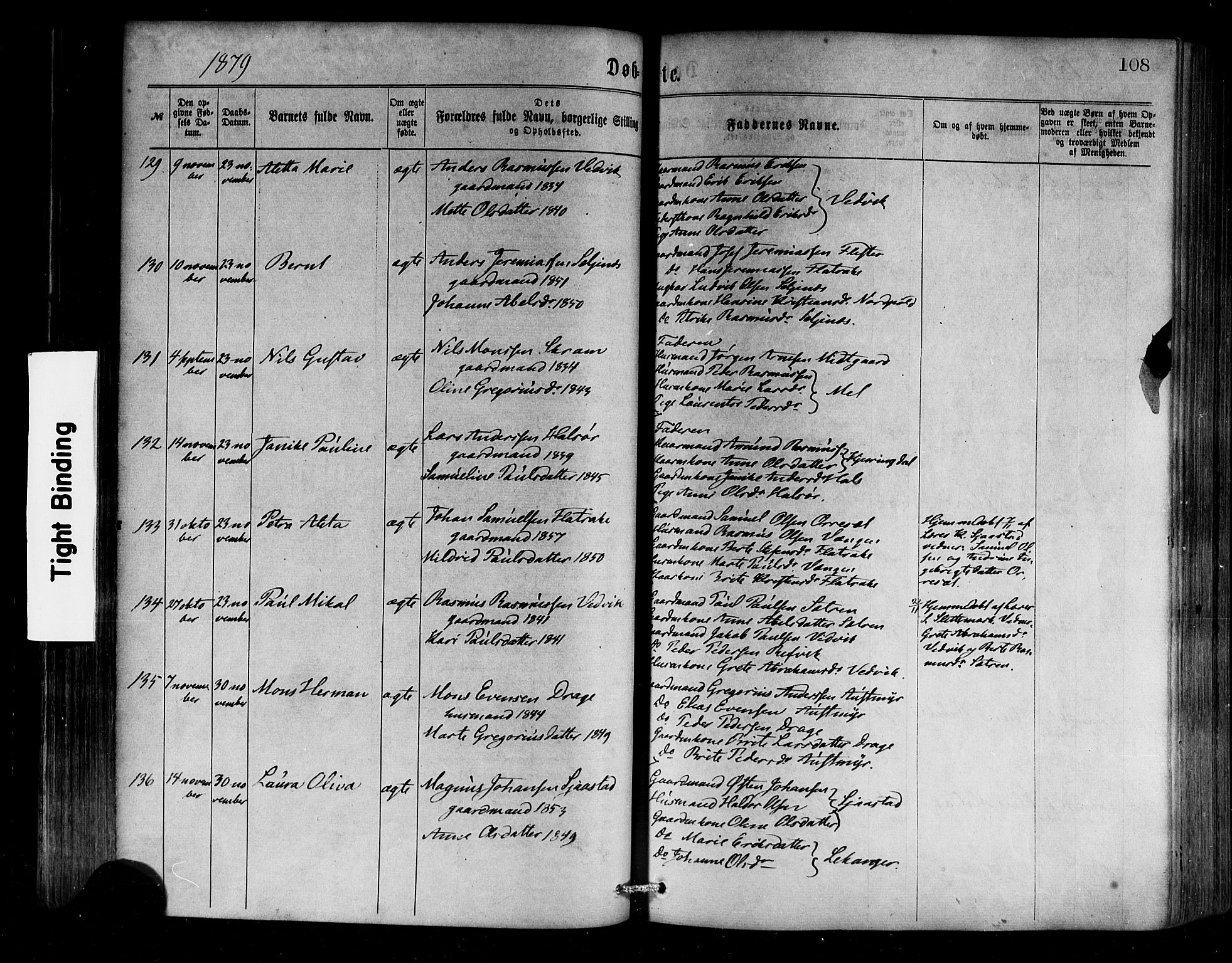 Selje sokneprestembete, AV/SAB-A-99938/H/Ha/Haa/Haaa: Parish register (official) no. A 12, 1870-1880, p. 108