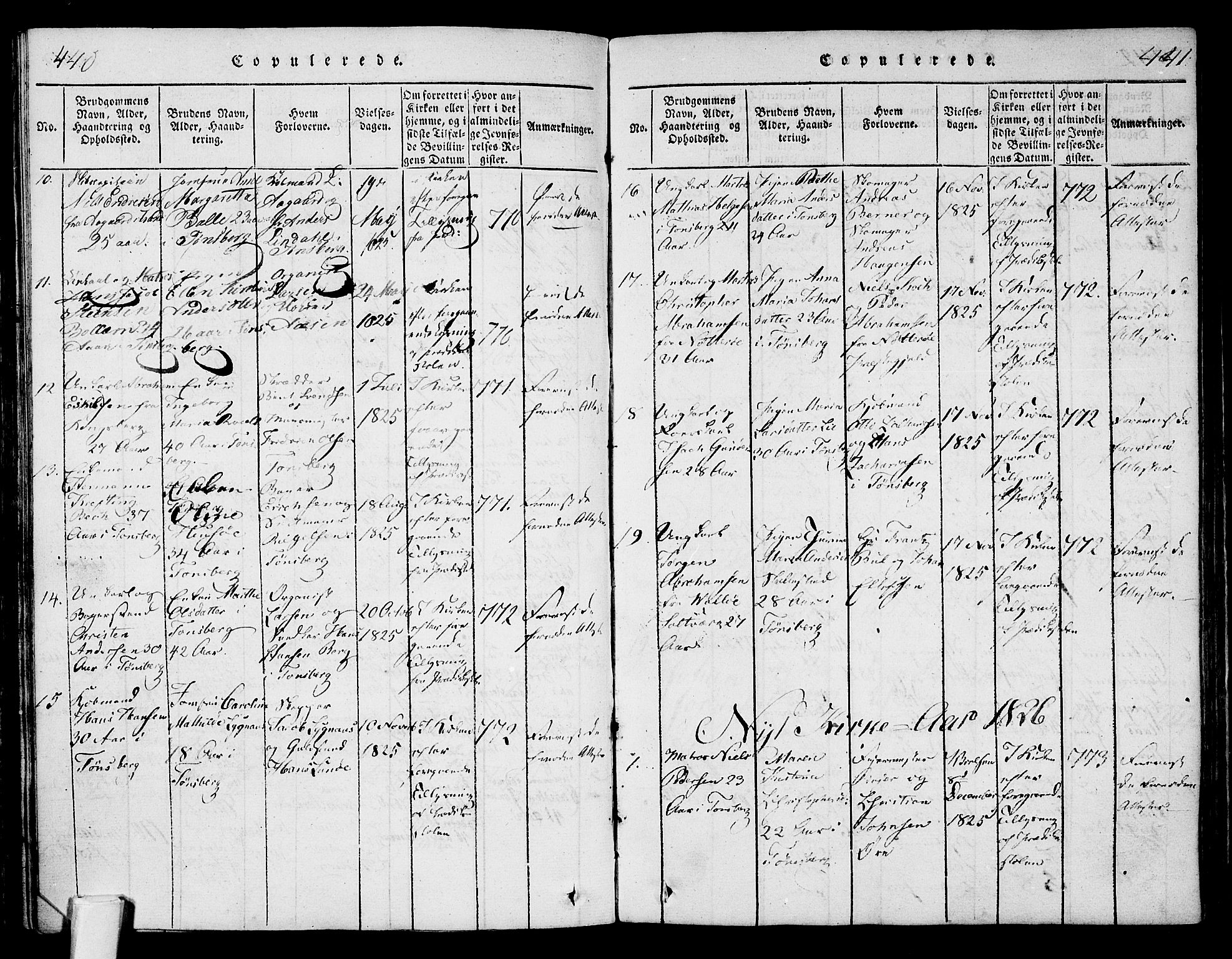 Tønsberg kirkebøker, SAKO/A-330/F/Fa/L0004: Parish register (official) no. I 4, 1813-1826, p. 440-441