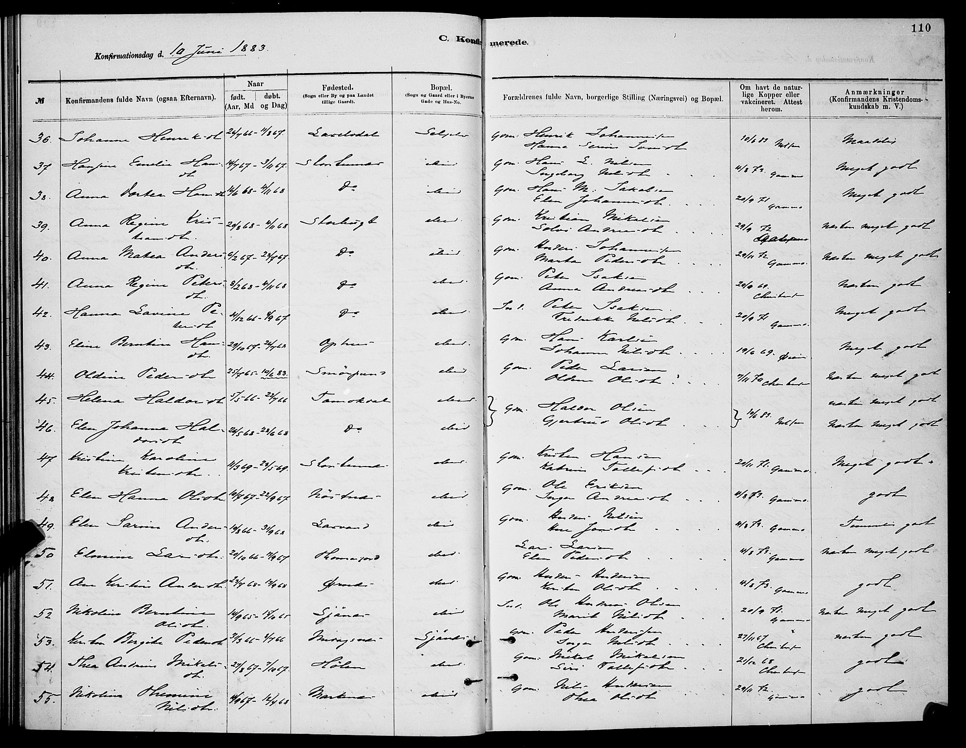 Balsfjord sokneprestembete, AV/SATØ-S-1303/G/Gab/L0007klokker: Parish register (copy) no. 7, 1878-1889, p. 110