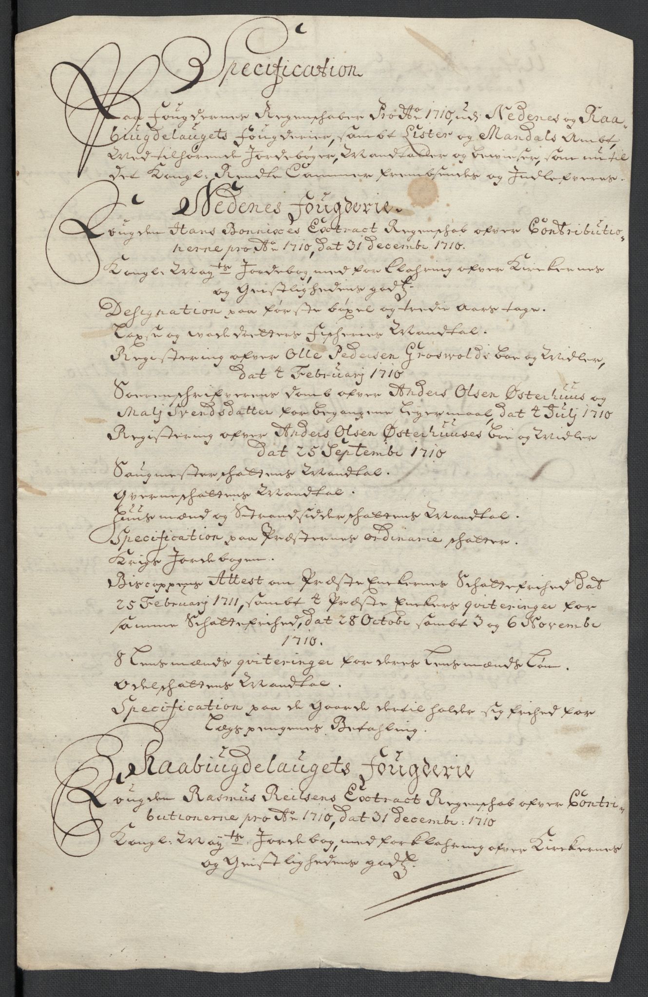 Rentekammeret inntil 1814, Reviderte regnskaper, Fogderegnskap, AV/RA-EA-4092/R43/L2552: Fogderegnskap Lista og Mandal, 1705-1709, p. 350