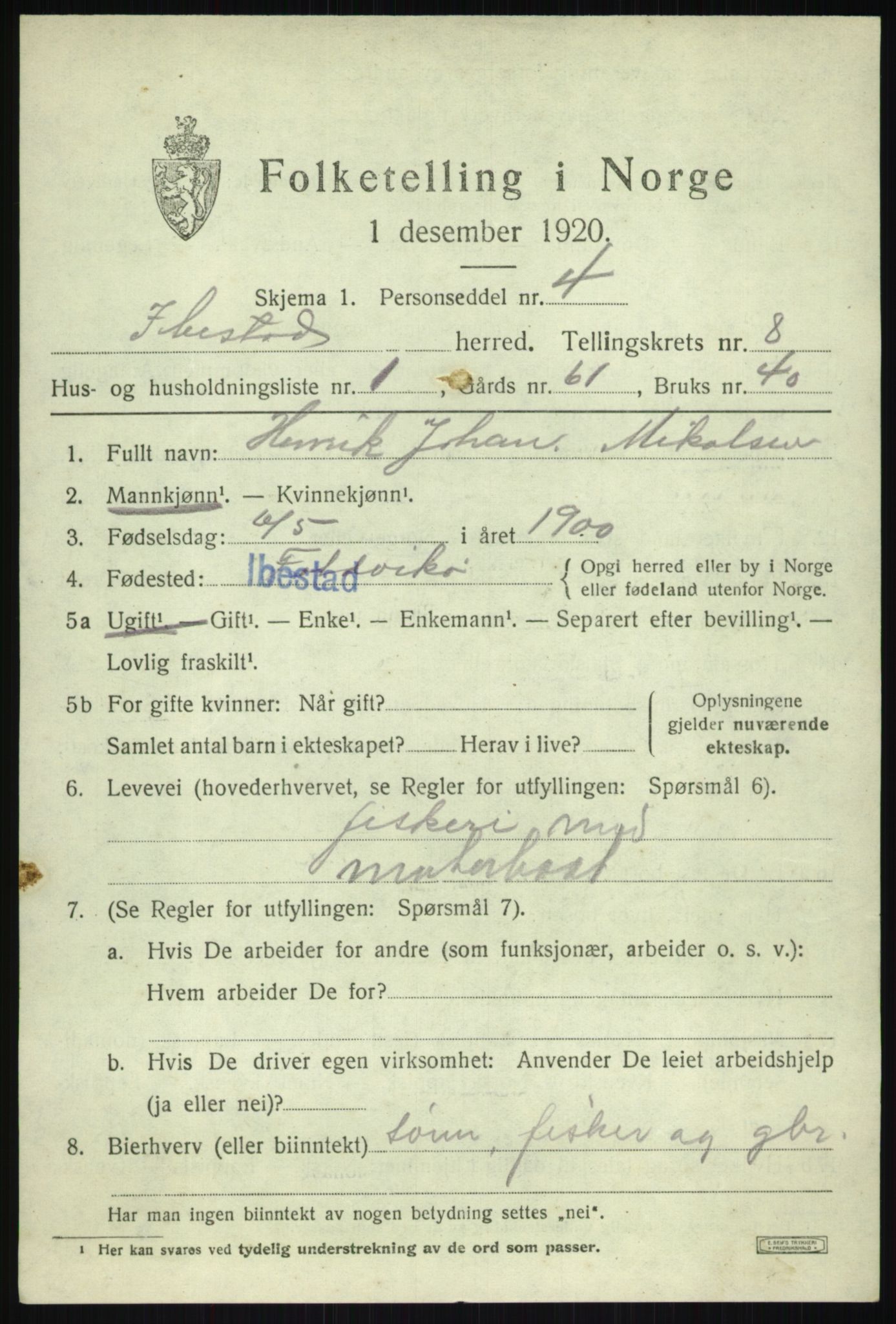 SATØ, 1920 census for Ibestad, 1920, p. 4969