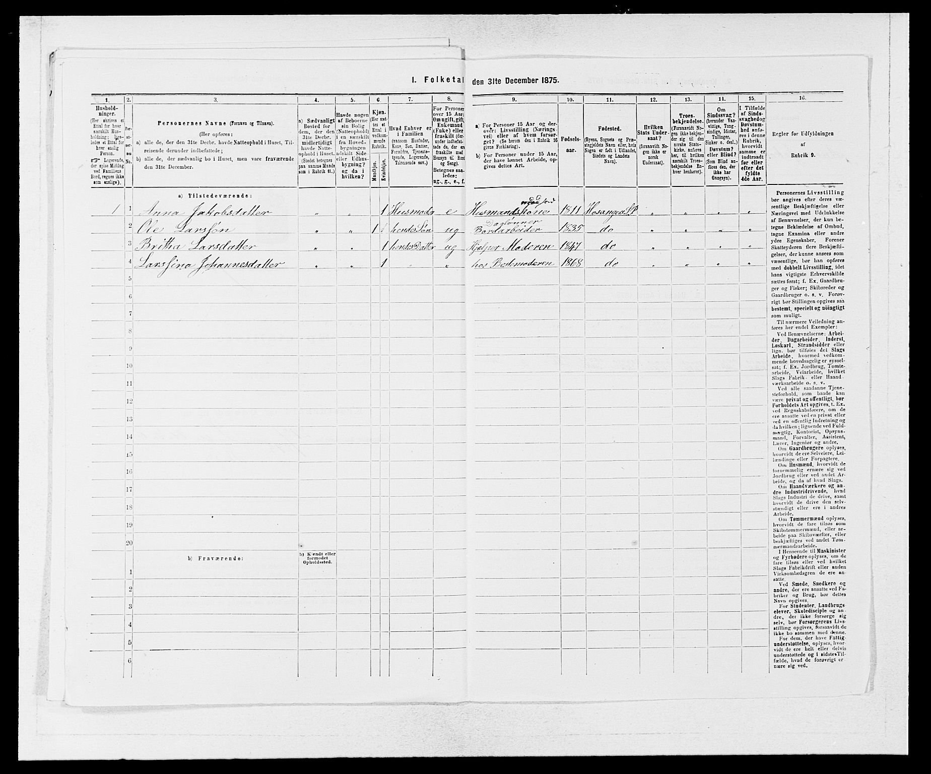 SAB, 1875 census for 1253P Hosanger, 1875, p. 702