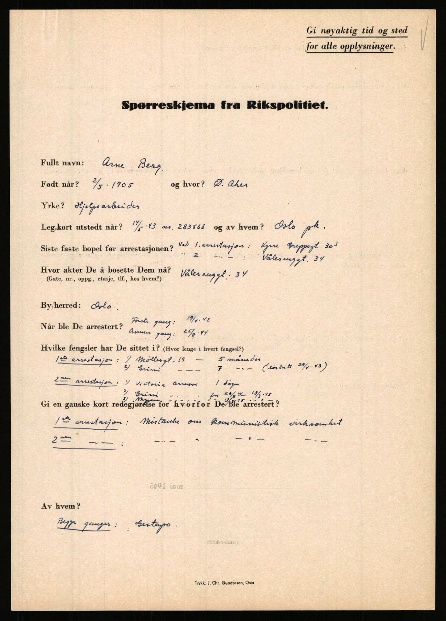 Rikspolitisjefen, AV/RA-S-1560/L/L0002: Berg, Alf - Bråthen, Thorleif, 1940-1945, p. 9