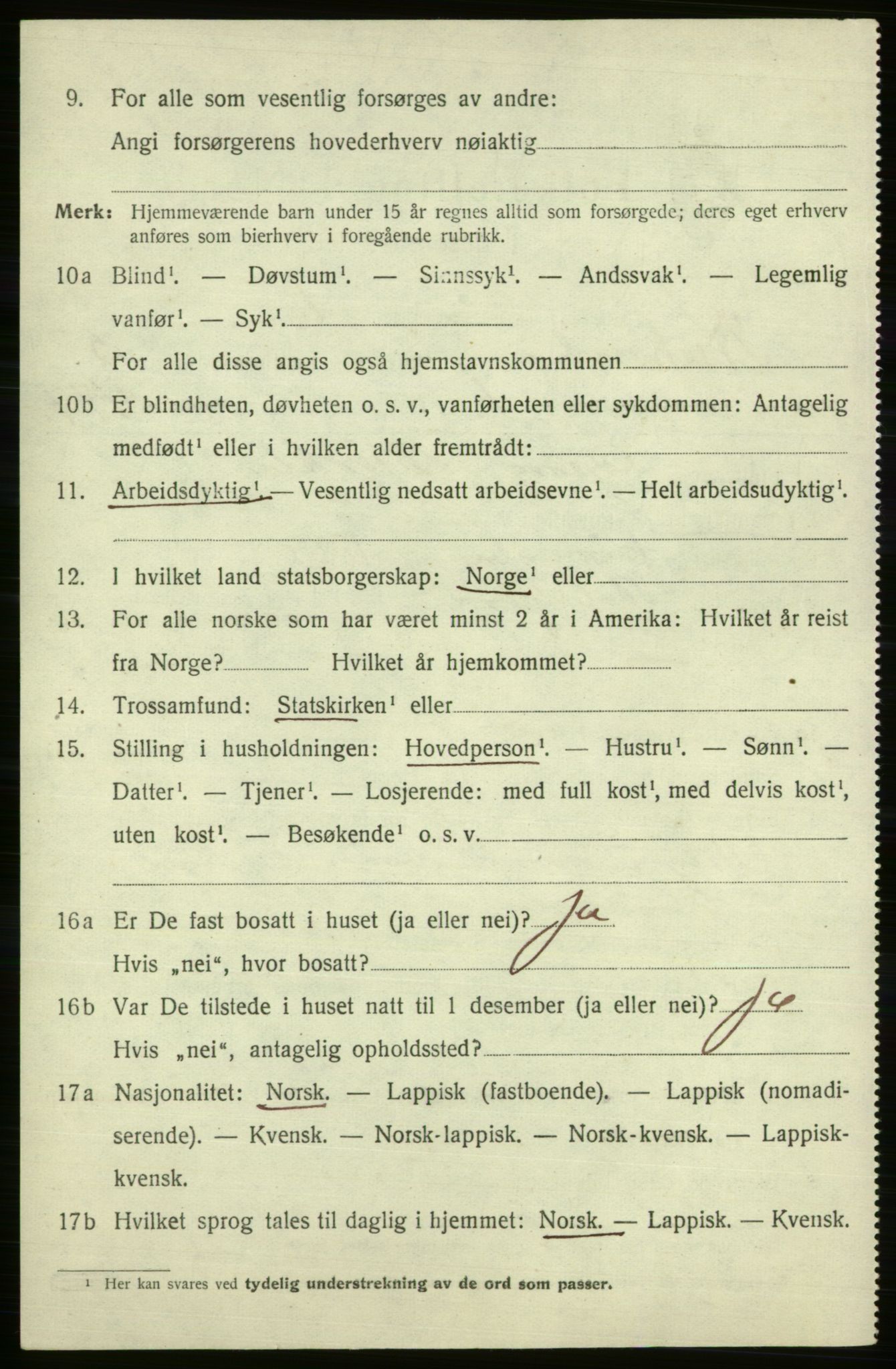 SATØ, 1920 census for Kistrand, 1920, p. 3077