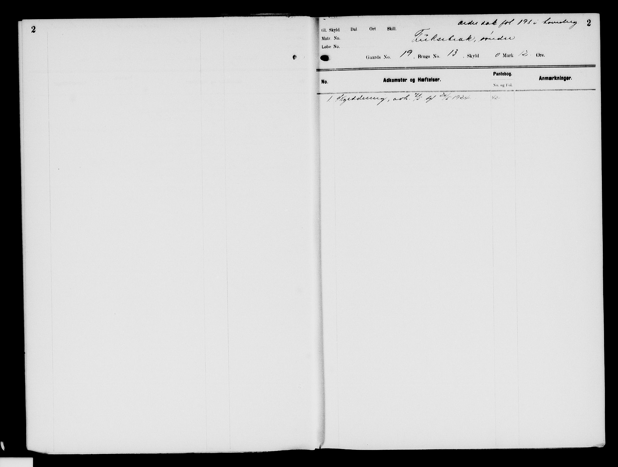 Valdres sorenskriveri, AV/SAH-TING-016/H/Ha/Hae/L0006: Mortgage register no. 5.6, 1924-1940, p. 2