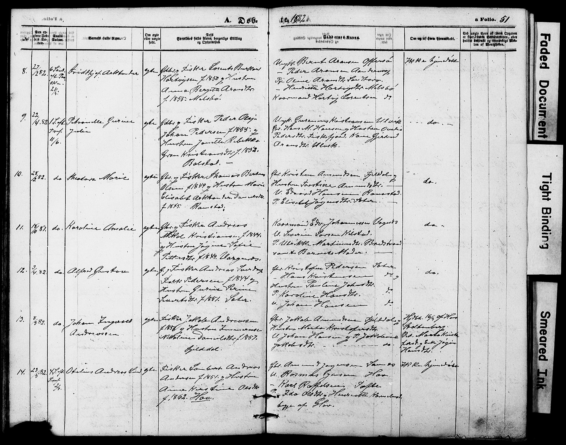 Ministerialprotokoller, klokkerbøker og fødselsregistre - Nordland, AV/SAT-A-1459/865/L0930: Parish register (copy) no. 865C02, 1866-1884, p. 51