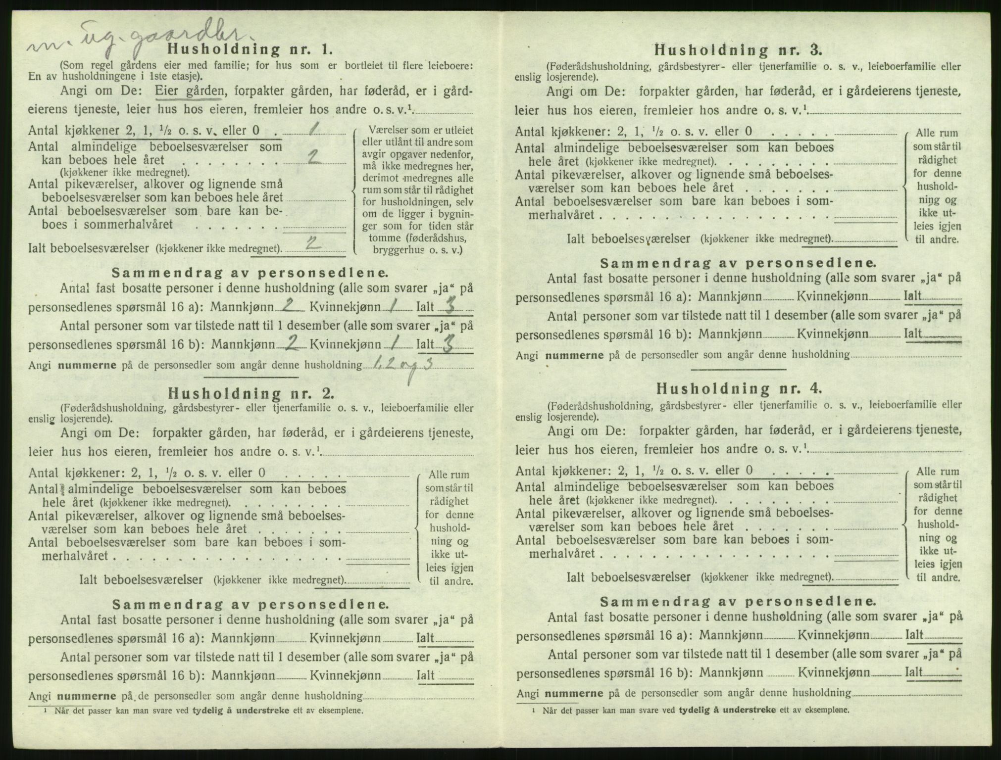 SAT, 1920 census for Vatne, 1920, p. 181
