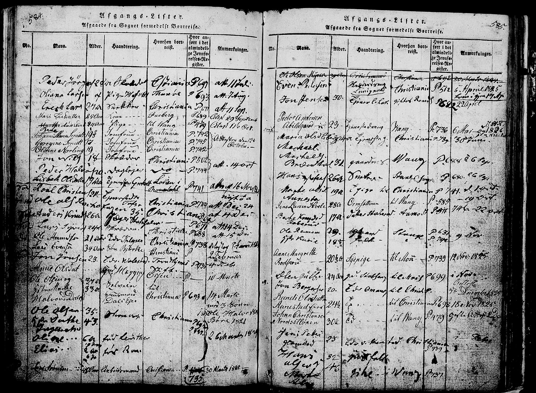 Løten prestekontor, AV/SAH-PREST-022/L/La/L0001: Parish register (copy) no. 1, 1812-1832, p. 584-585