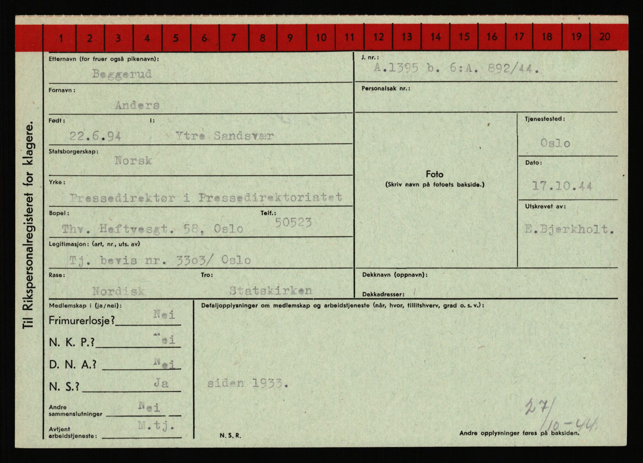 Statspolitiet - Hovedkontoret / Osloavdelingen, AV/RA-S-1329/C/Ca/L0002: Arneberg - Brand, 1943-1945, p. 1647