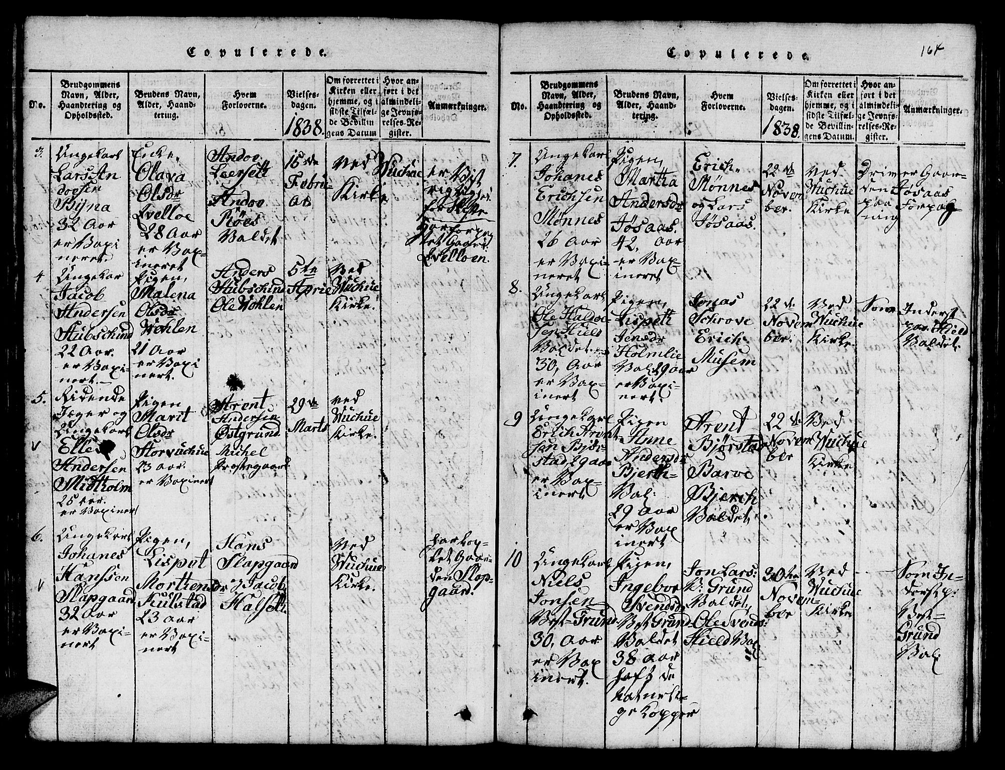 Ministerialprotokoller, klokkerbøker og fødselsregistre - Nord-Trøndelag, SAT/A-1458/724/L0265: Parish register (copy) no. 724C01, 1816-1845, p. 164