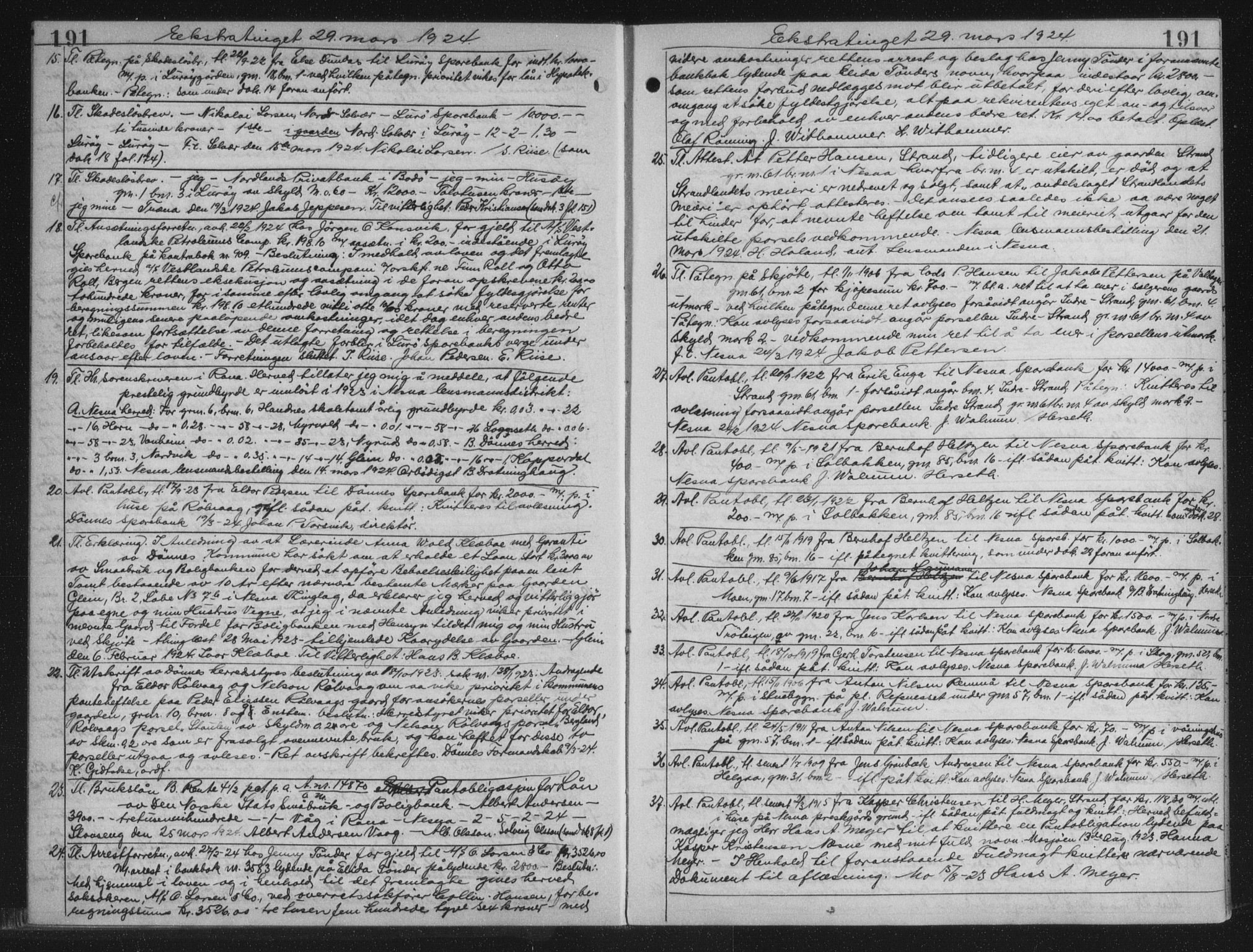 Rana sorenskriveri , AV/SAT-A-1108/1/2/2C/L0018: Mortgage book no. 18, 1923-1928, p. 191, Deed date: 29.03.1924