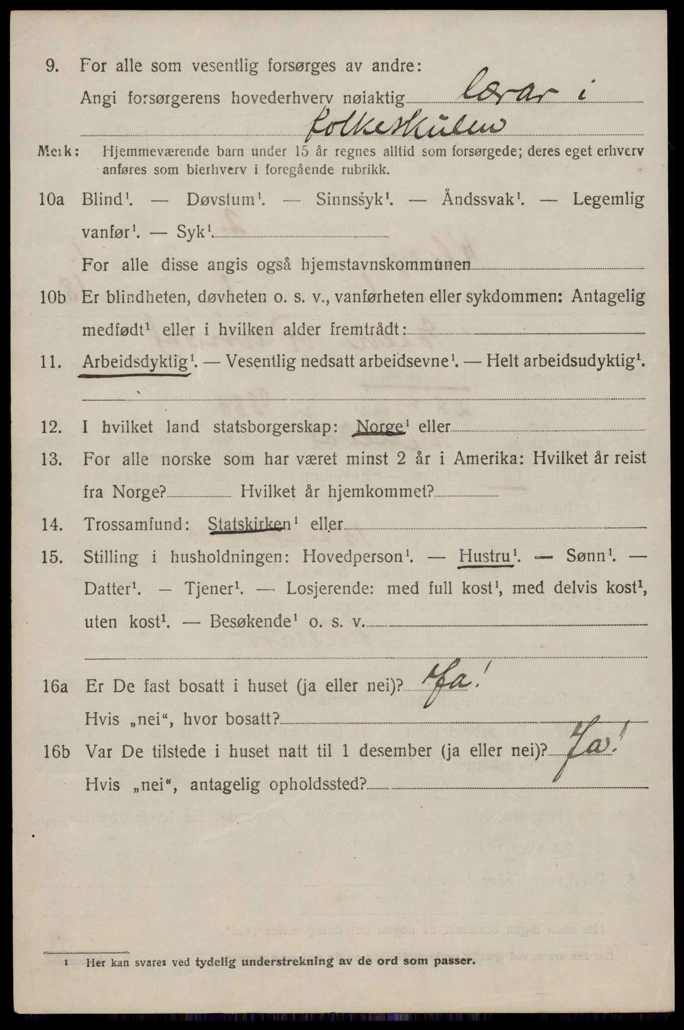 SAST, 1920 census for Klepp, 1920, p. 1191