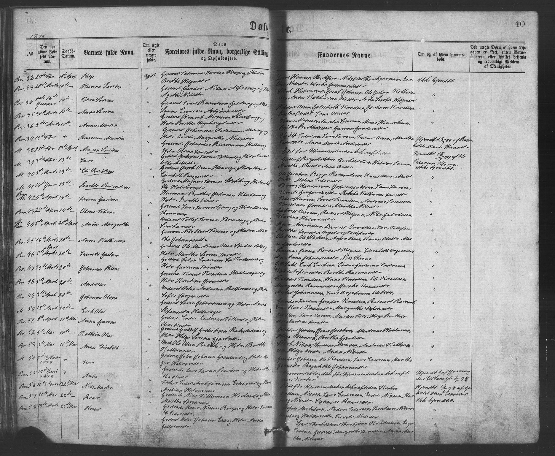 Finnås sokneprestembete, AV/SAB-A-99925/H/Ha/Haa/Haaa/L0009: Parish register (official) no. A 9, 1873-1881, p. 40