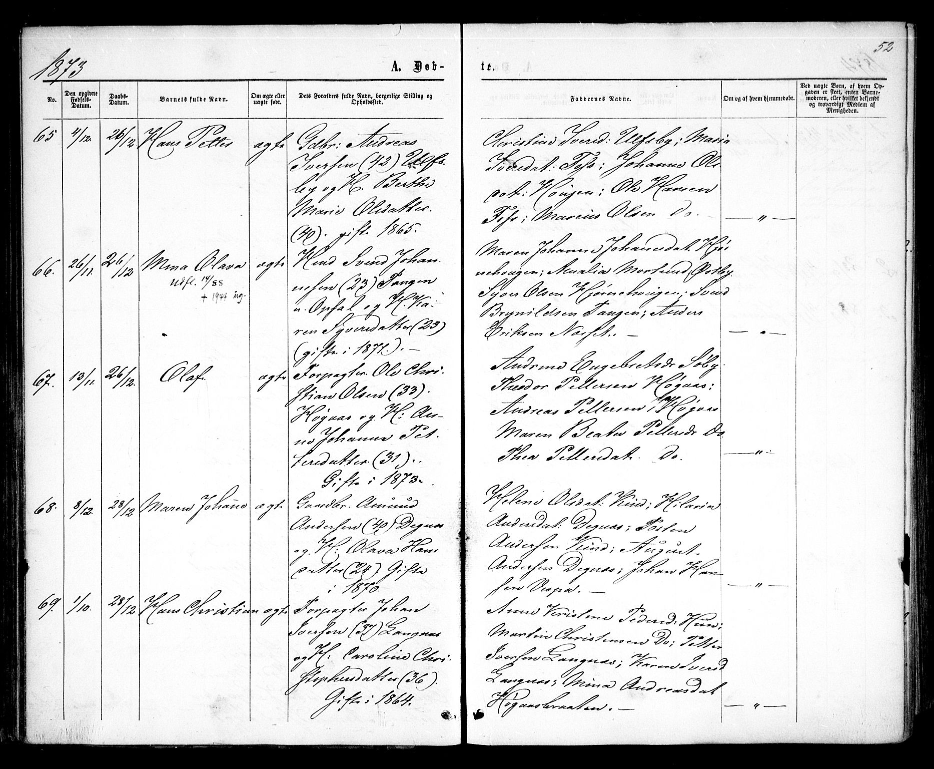 Rødenes prestekontor Kirkebøker, AV/SAO-A-2005/F/Fa/L0008: Parish register (official) no. I 8, 1869-1879, p. 52